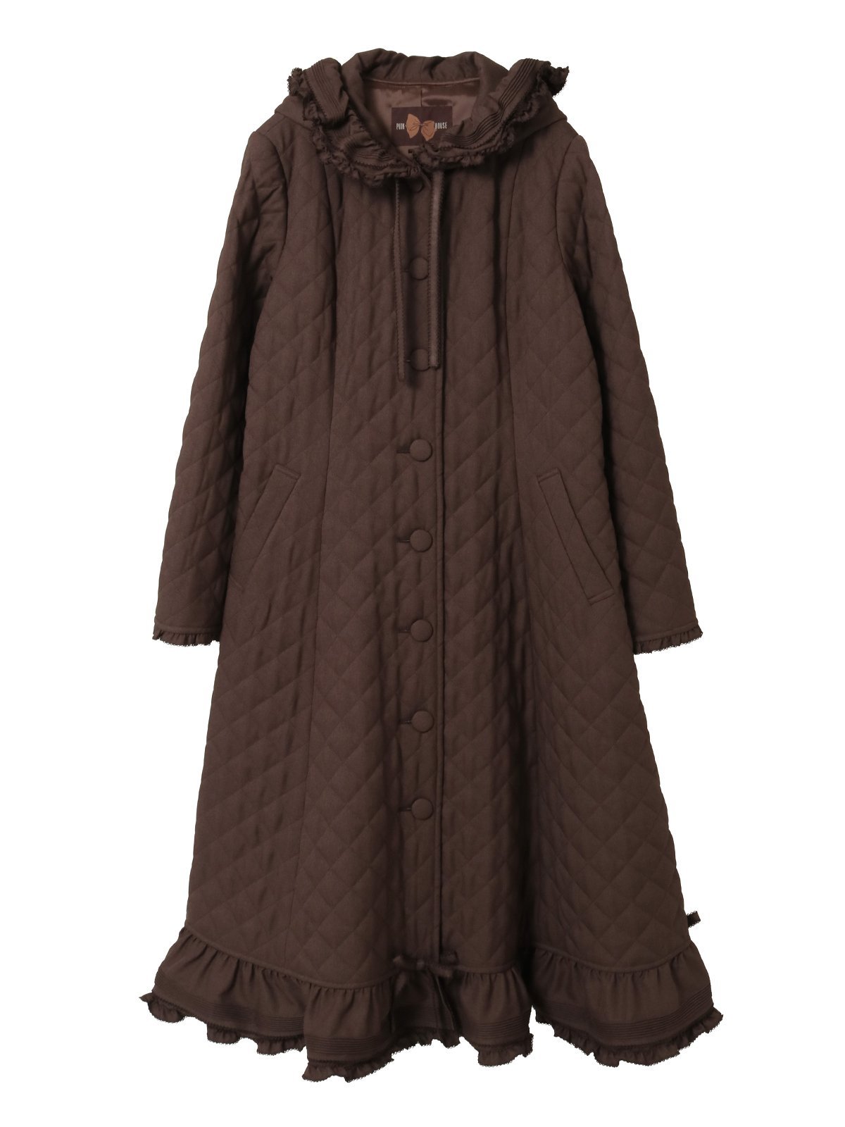 PINK HOUSE｜フリルフード付きキルティングロングコート | Rakuten