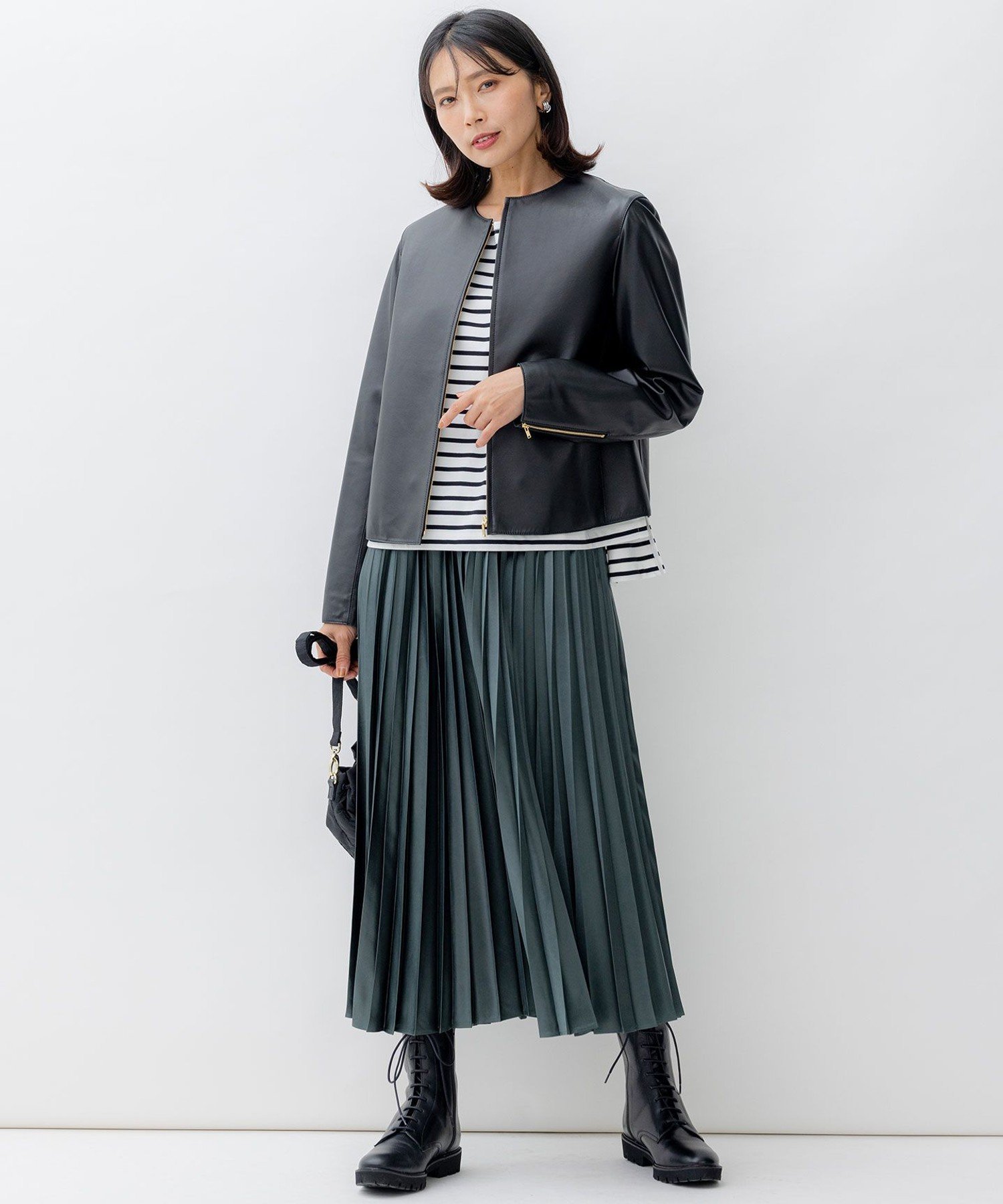 23区｜【洗える】レザーライク プリーツスカート | Rakuten Fashion