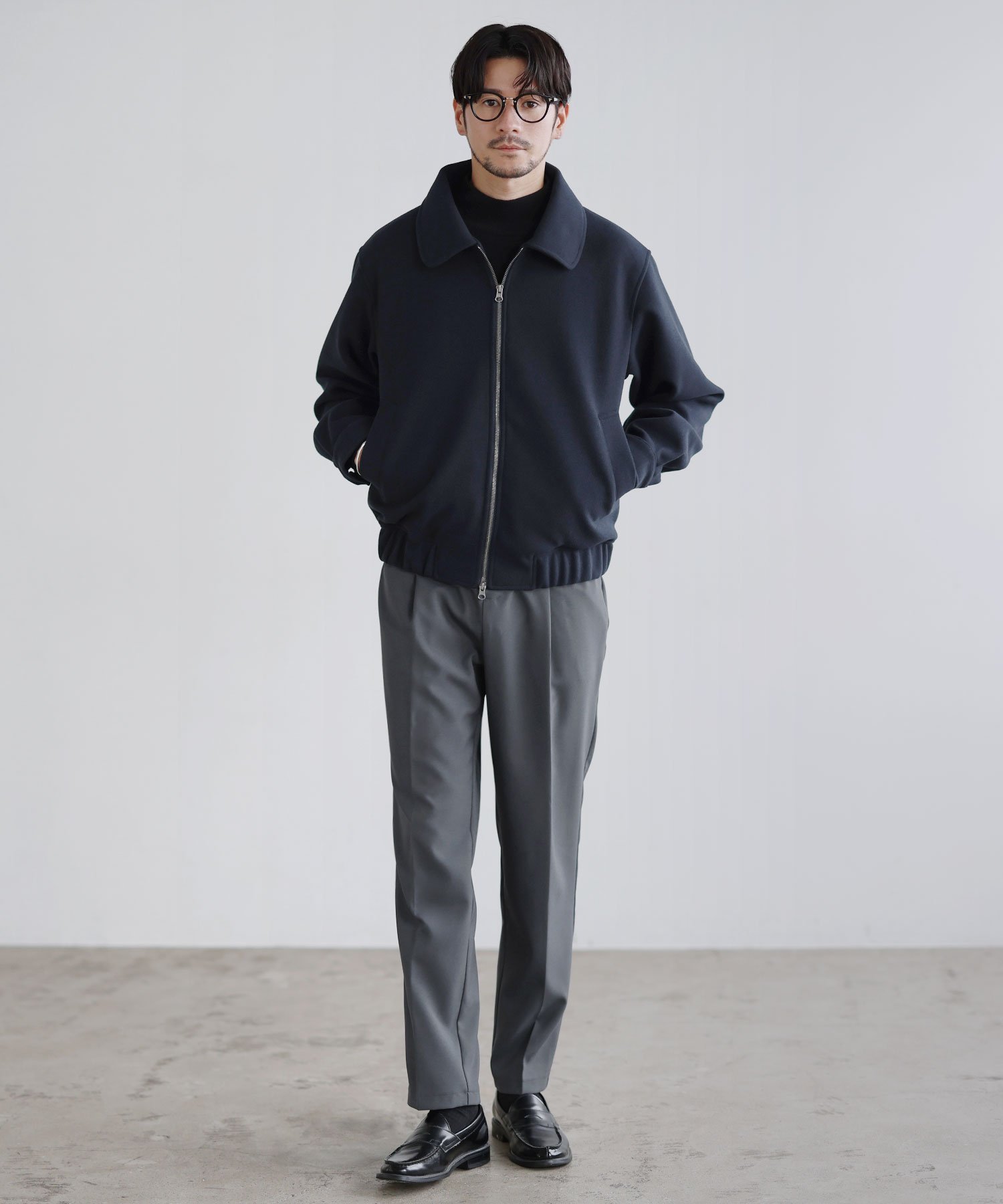 THE CASUAL｜メルトンショートダブルジップスタンドネックブルゾン