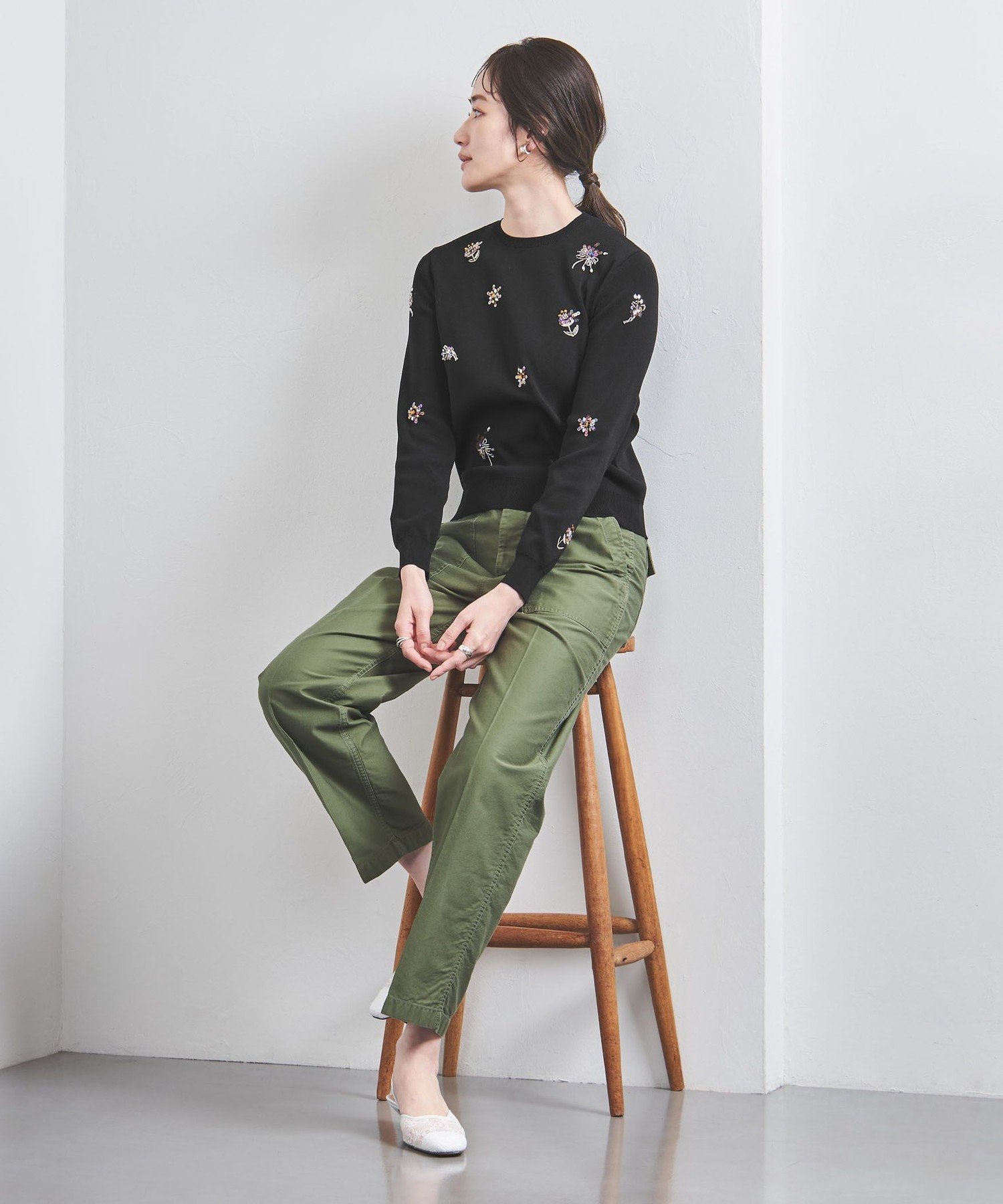 UNITED ARROWS LTD. OUTLET｜フラワー ビジュー ロングスリーブ ニット