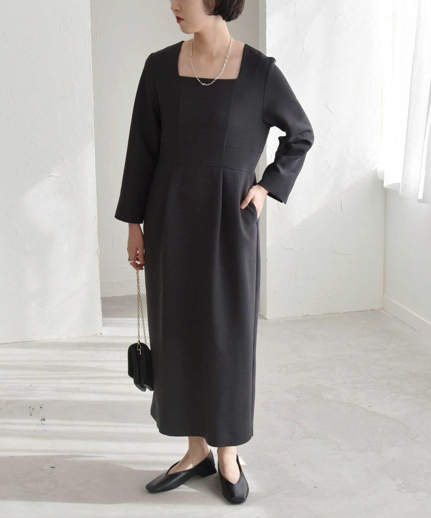 新品未使用 タグ付 ebure クリアダブルクロス トラペーズスカート ロング クリアダブルクロスワンピース | ebure (Women)/エブール | 三越伊勢丹