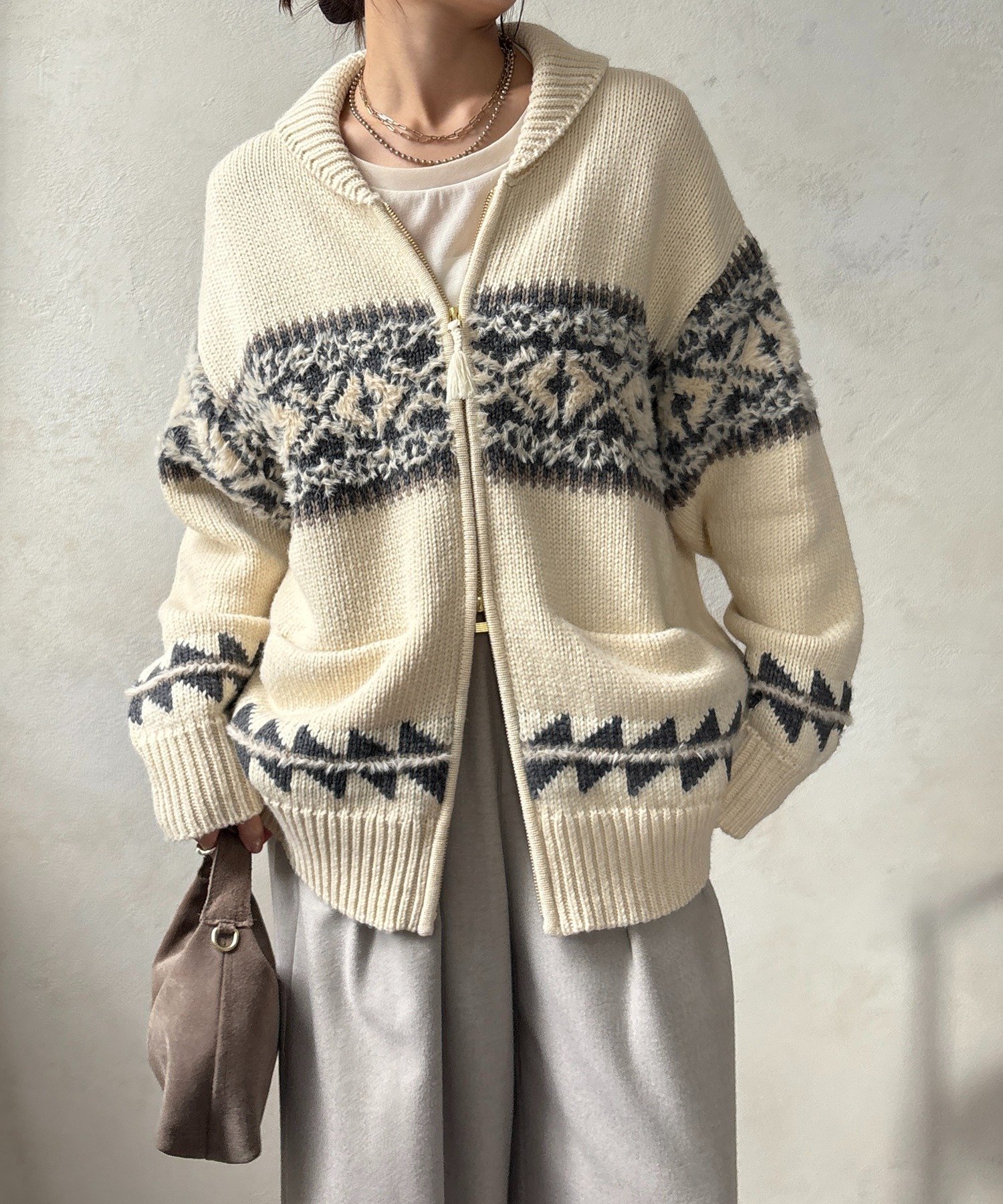 DOUDOU｜ノルディックジップカーディガン | Rakuten Fashion(楽天