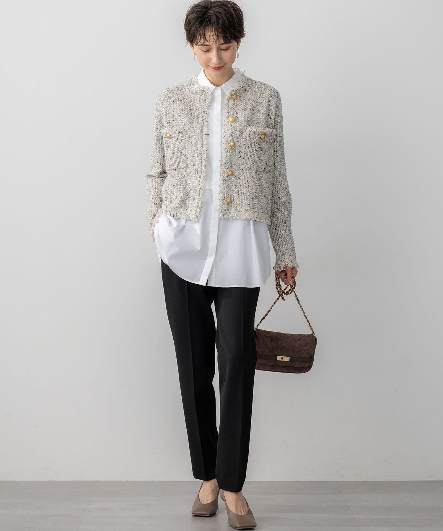 23区｜【見上愛さん着用/新色追加/GLOW掲載】ツイード ニット