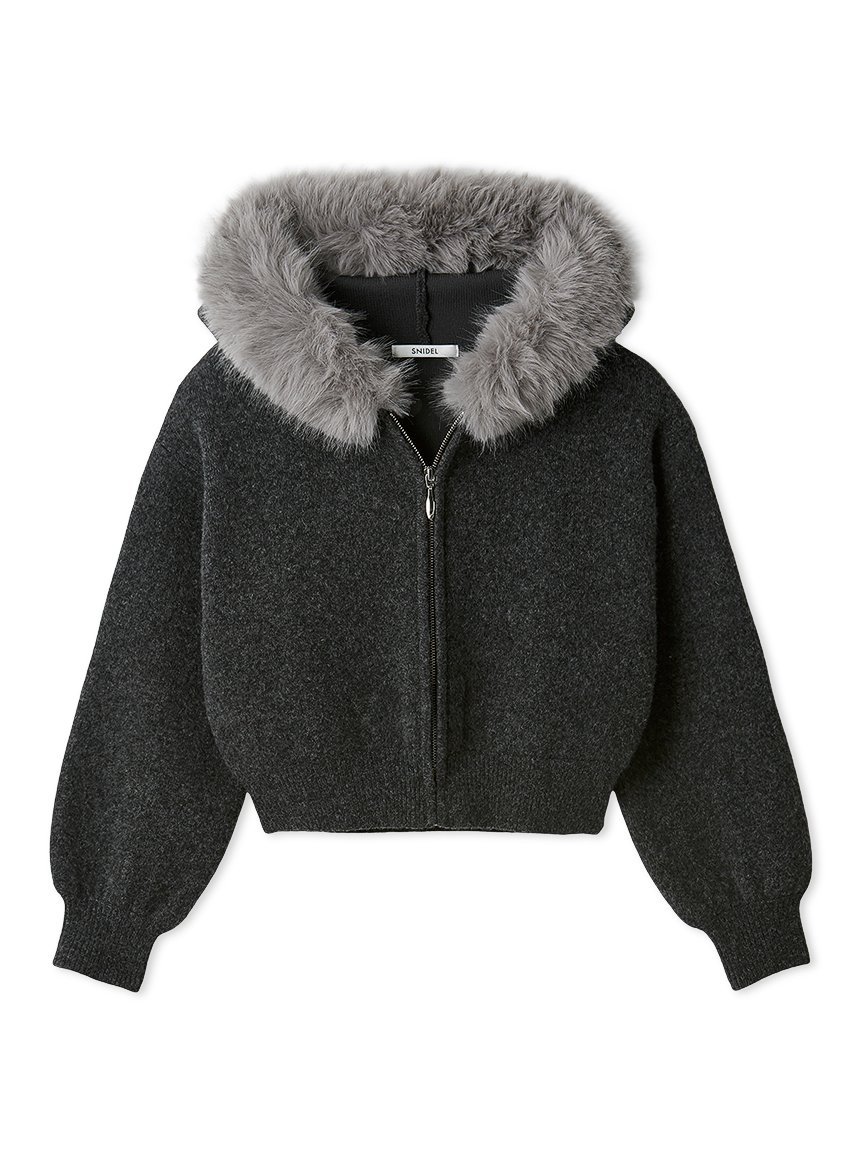 SNIDEL｜Sustainableファー付きニットパーカー | Rakuten Fashion(楽天