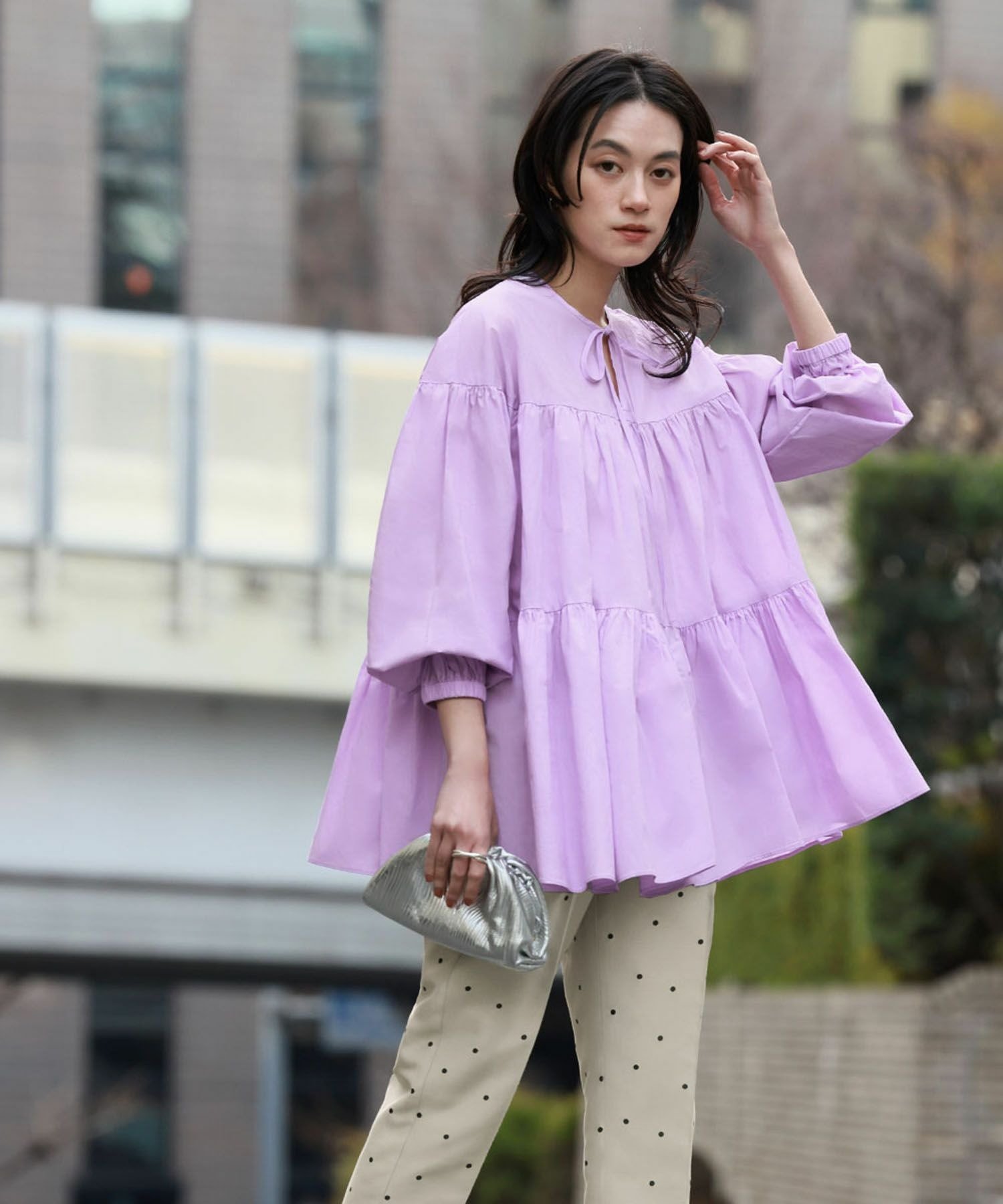 RIVER FIELD & Co.｜【綿100%使用】ボリューム袖ティアードブラウス