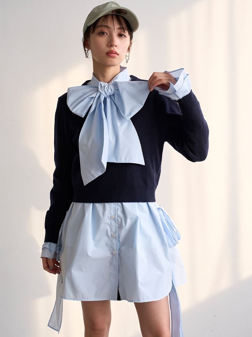 SNIDEL｜レイヤードボウタイチュニック | Rakuten Fashion(楽天