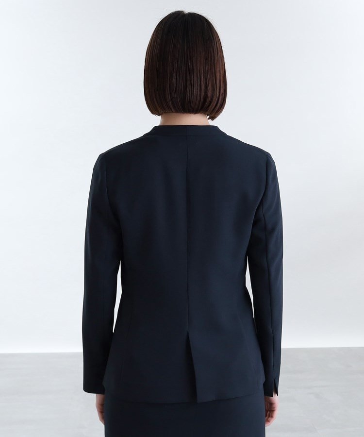 INDIVI｜【定番スーツ/UVケア/洗える】ウール調ノーカラージャケット