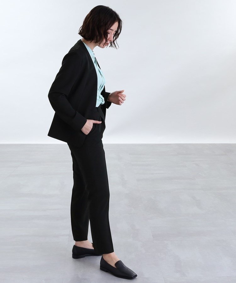 INDIVI｜【定番スーツ/UVケア/洗える】ウール調ノーカラージャケット