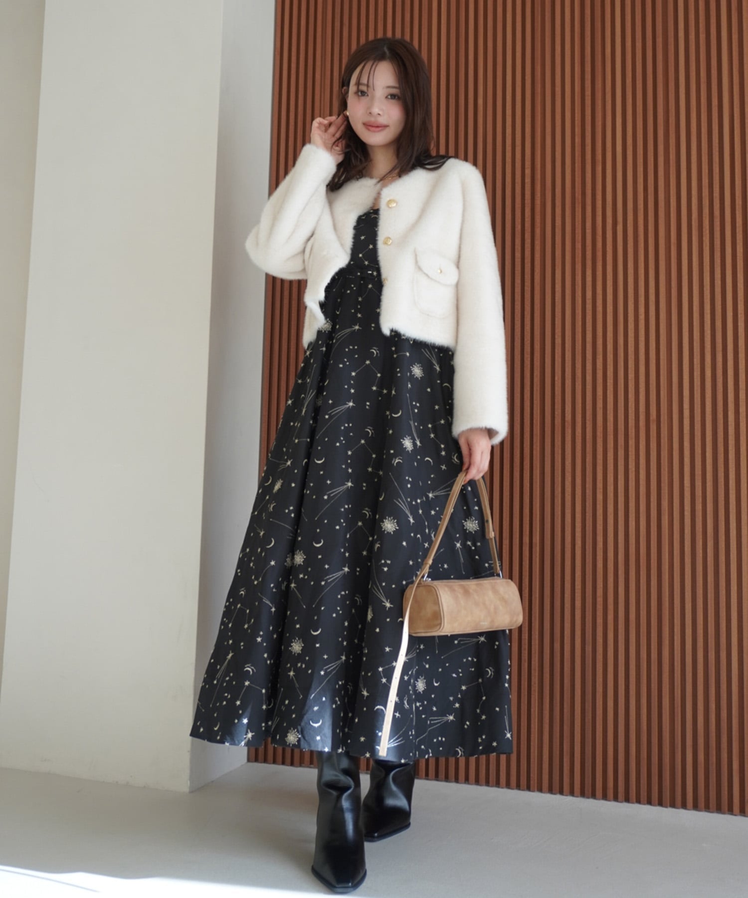 EIMY ISTOIRE｜ゴールドボタンフェイクファージャケット | Rakuten