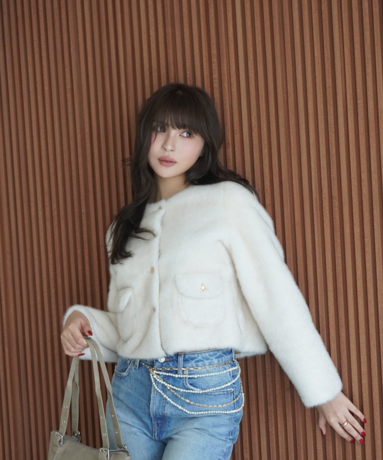 EIMY ISTOIRE｜ゴールドボタンフェイクファージャケット | Rakuten