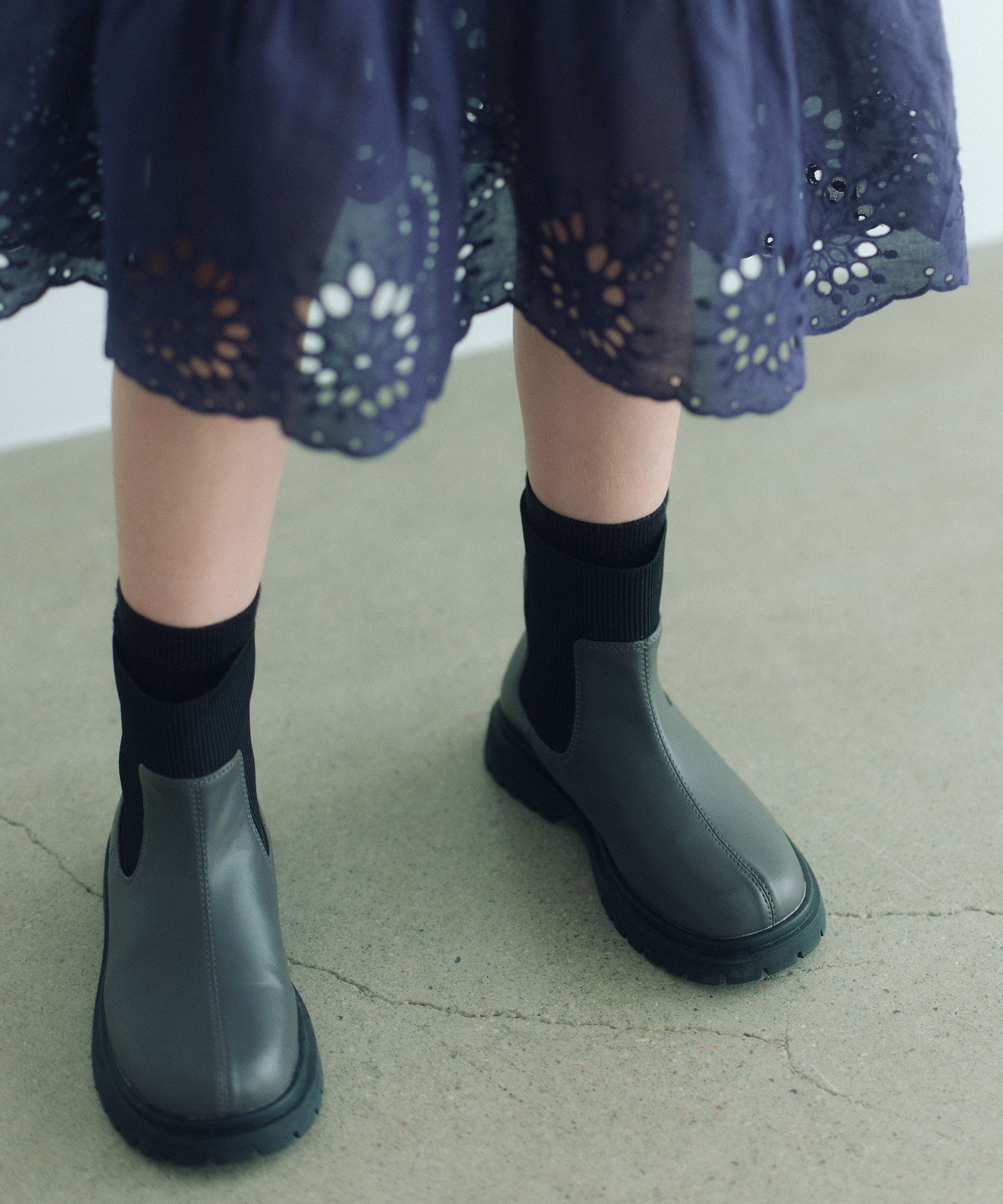 UNITED ARROWS green label relaxing｜ストレッチ リブ ショートブーツ