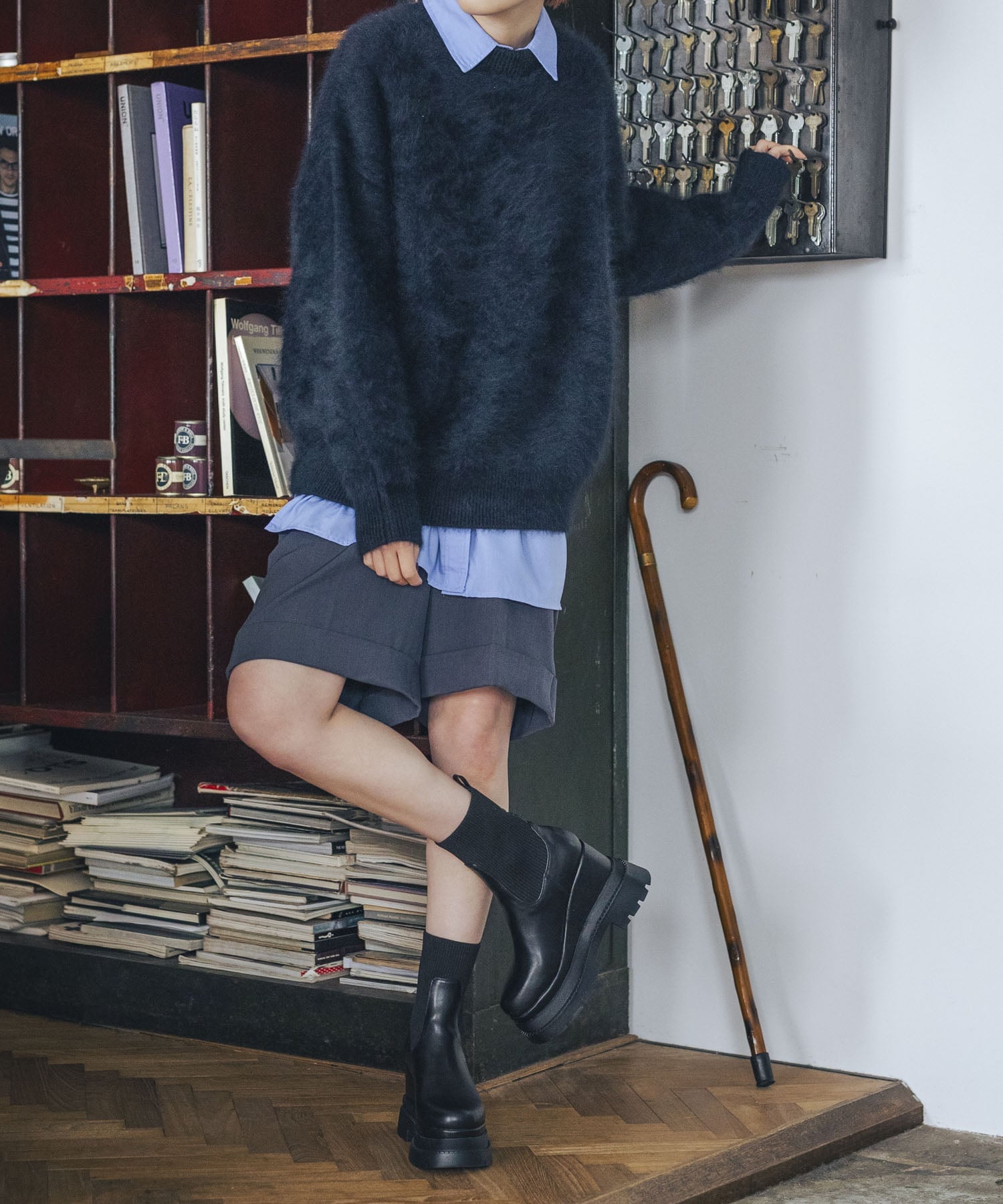 EVOL｜【ふかふか・クッション入り】11cmニットショートブーツ