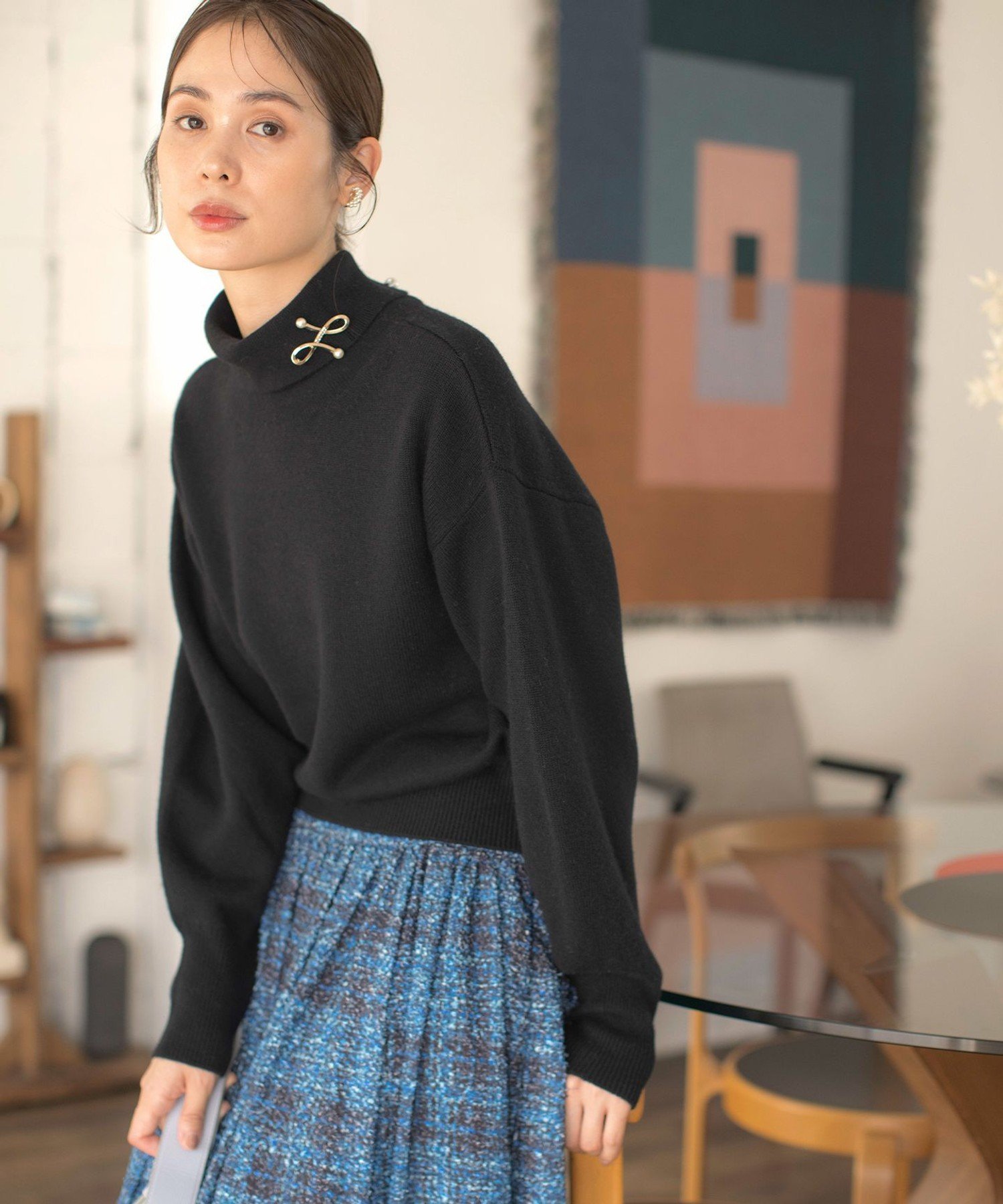 組曲｜【2WAY・WEB限定】ウールカシミヤミックス ハイネックニット