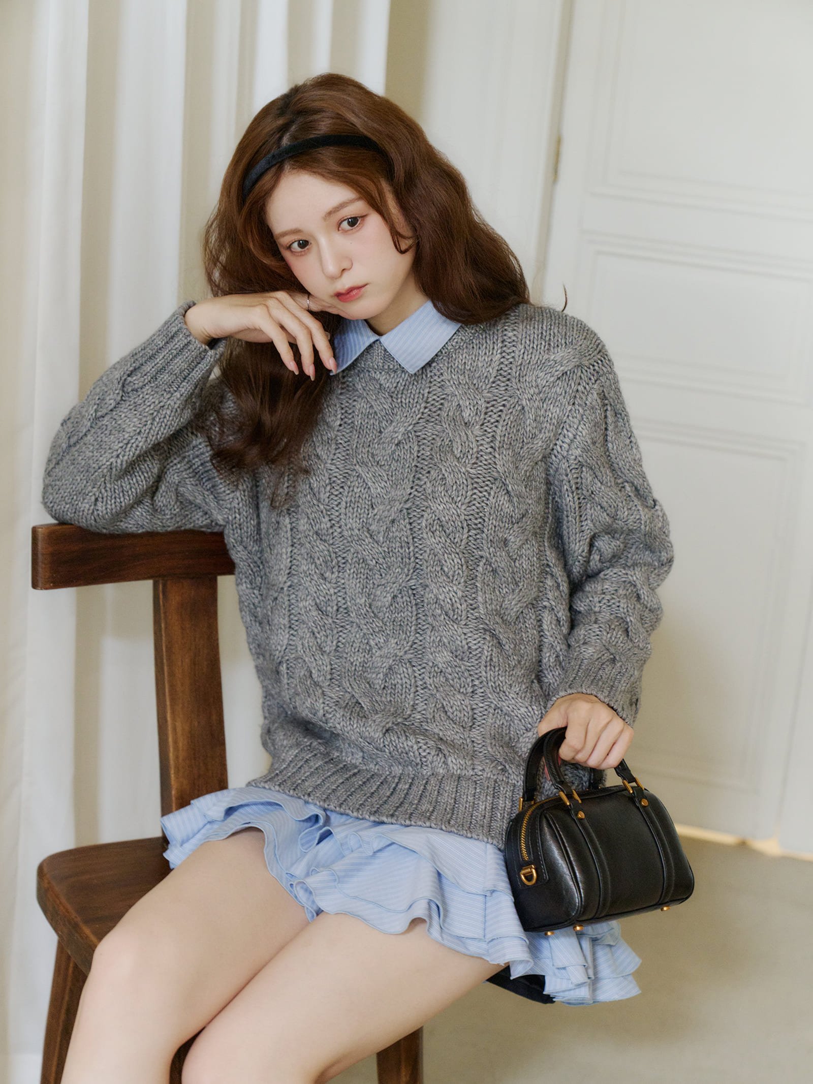 Olu.｜フリルレイヤードケーブルニット | Rakuten Fashion(楽天