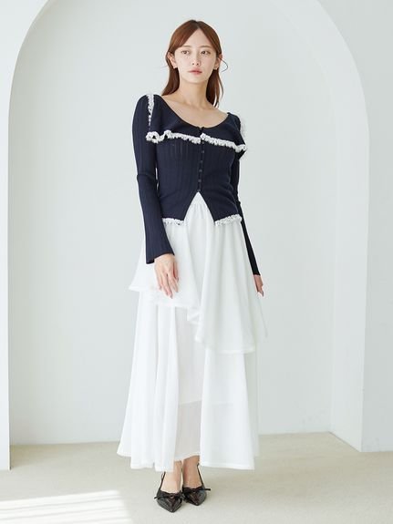 SNIDEL｜Sustainableビッグカラーレーストリムニットプルオーバー