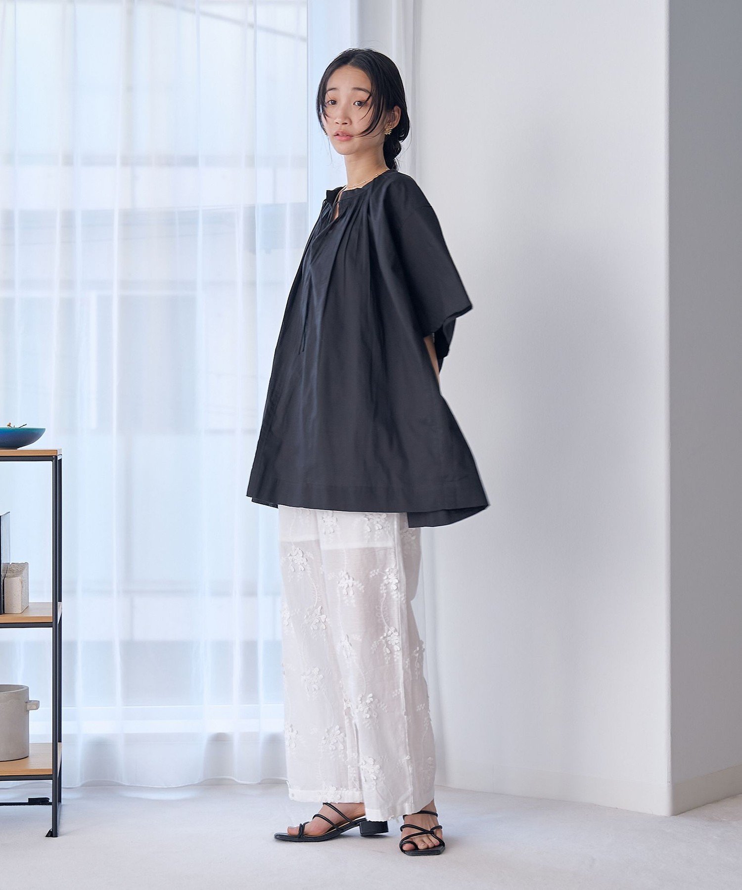 coen｜3Dフラワー刺繍 イージーワイドパンツ | Rakuten Fashion(楽天