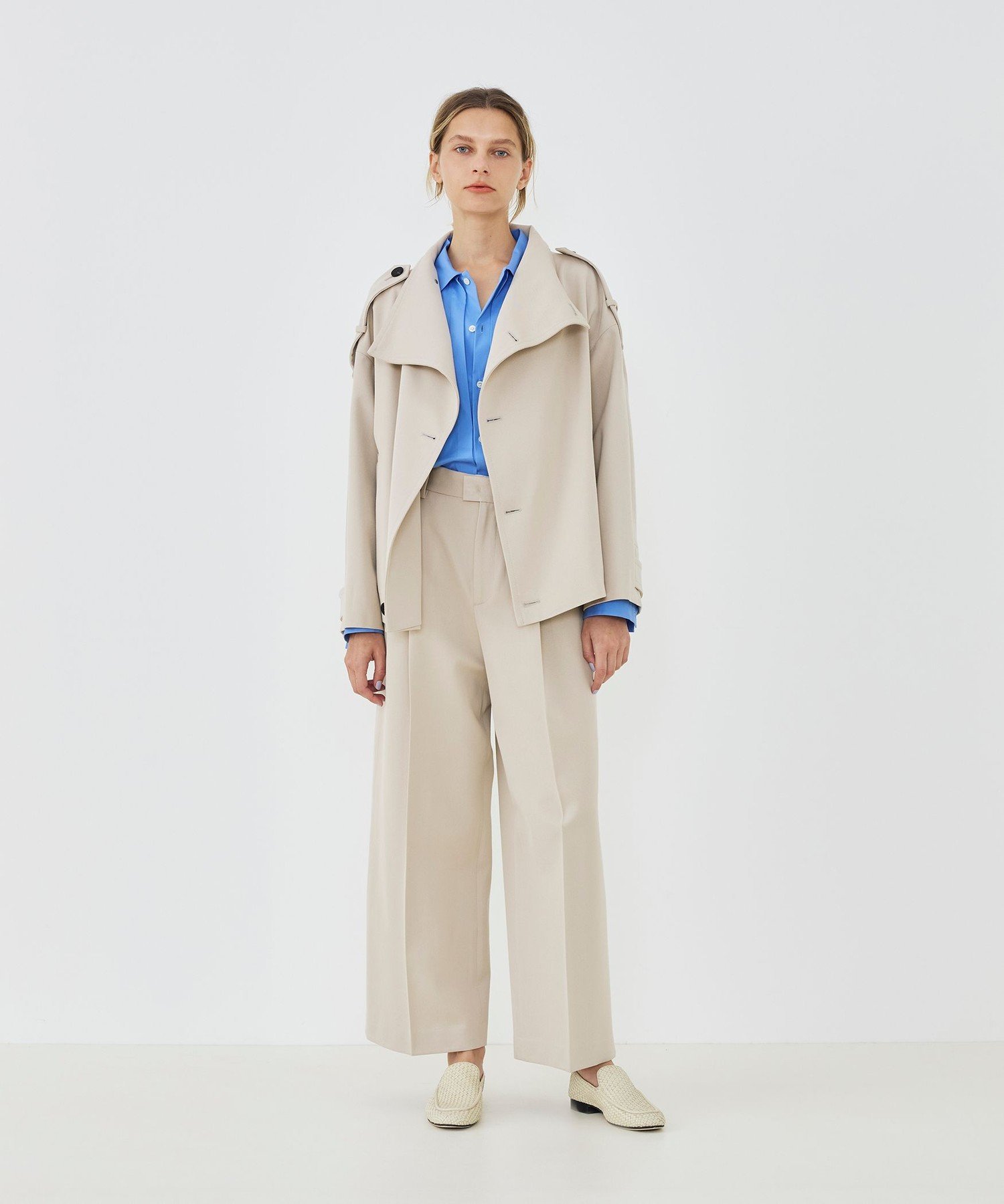 TOMORROWLAND｜コットンウールギャバジン ハイネックショートコート