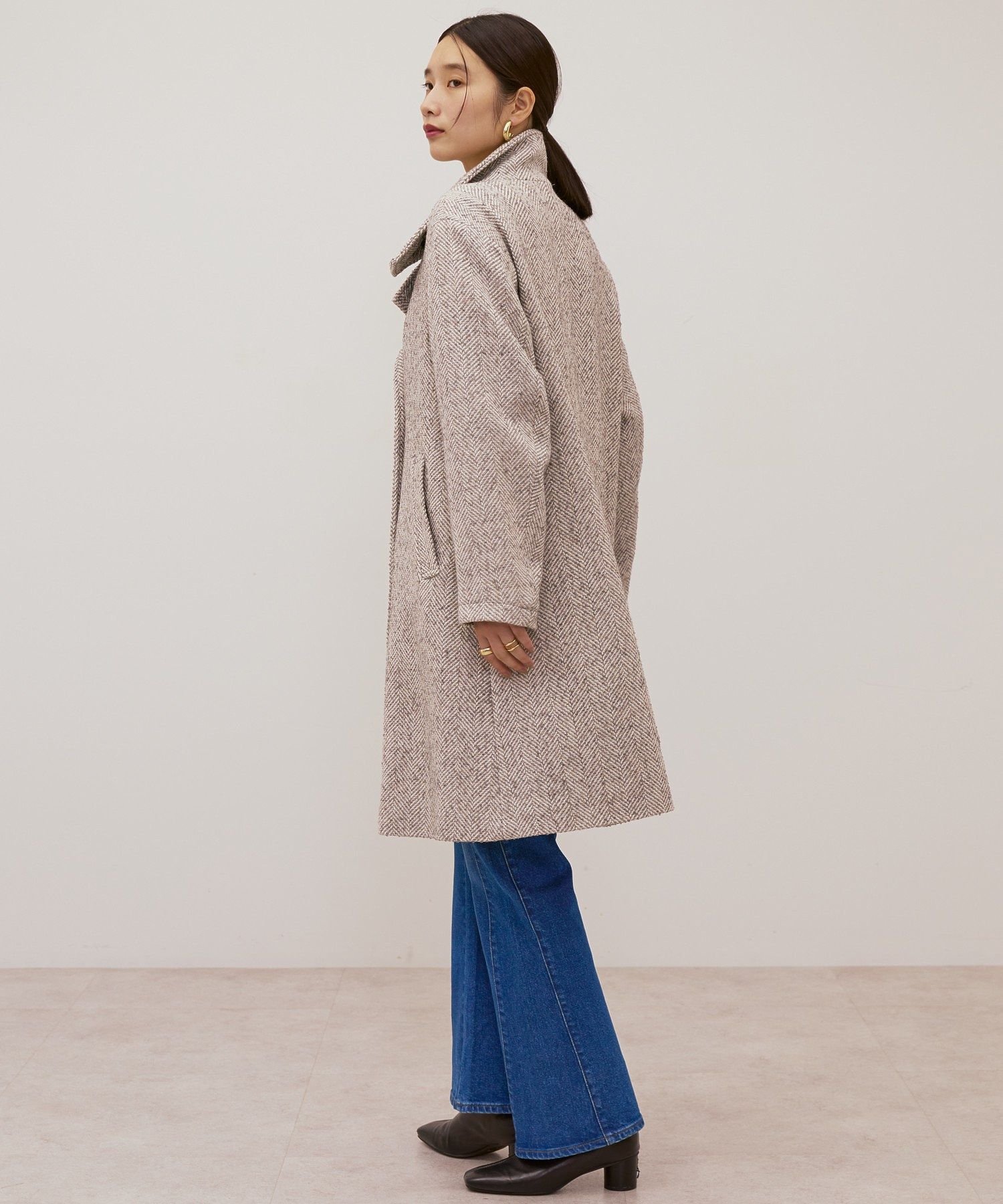 AMERICAN HOLIC｜ヘリンボーンスタンドカラーコート | Rakuten Fashion