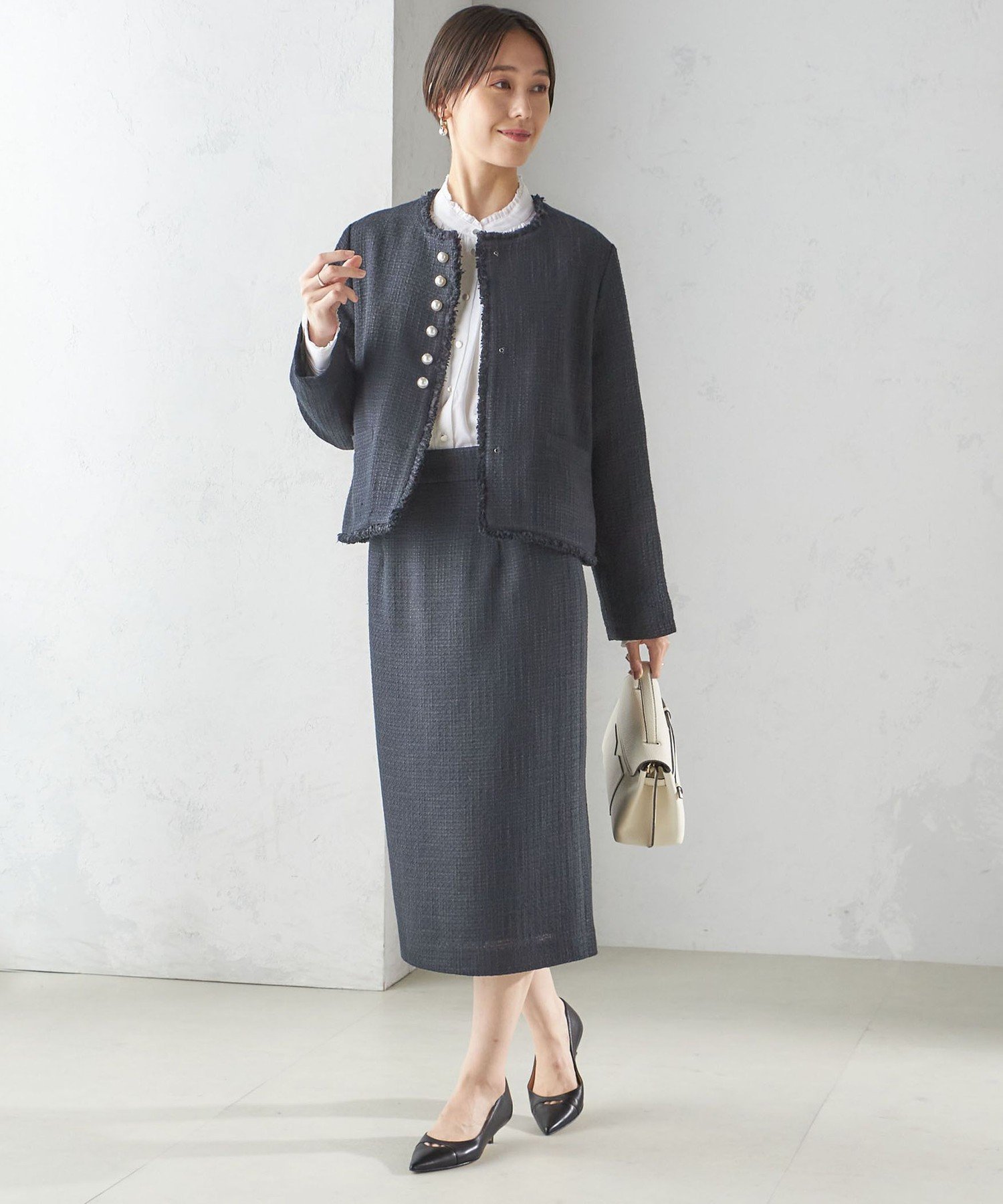 SHIPS｜<セレモニー対応可>スラブ ツイード ノーカラー ジャケット