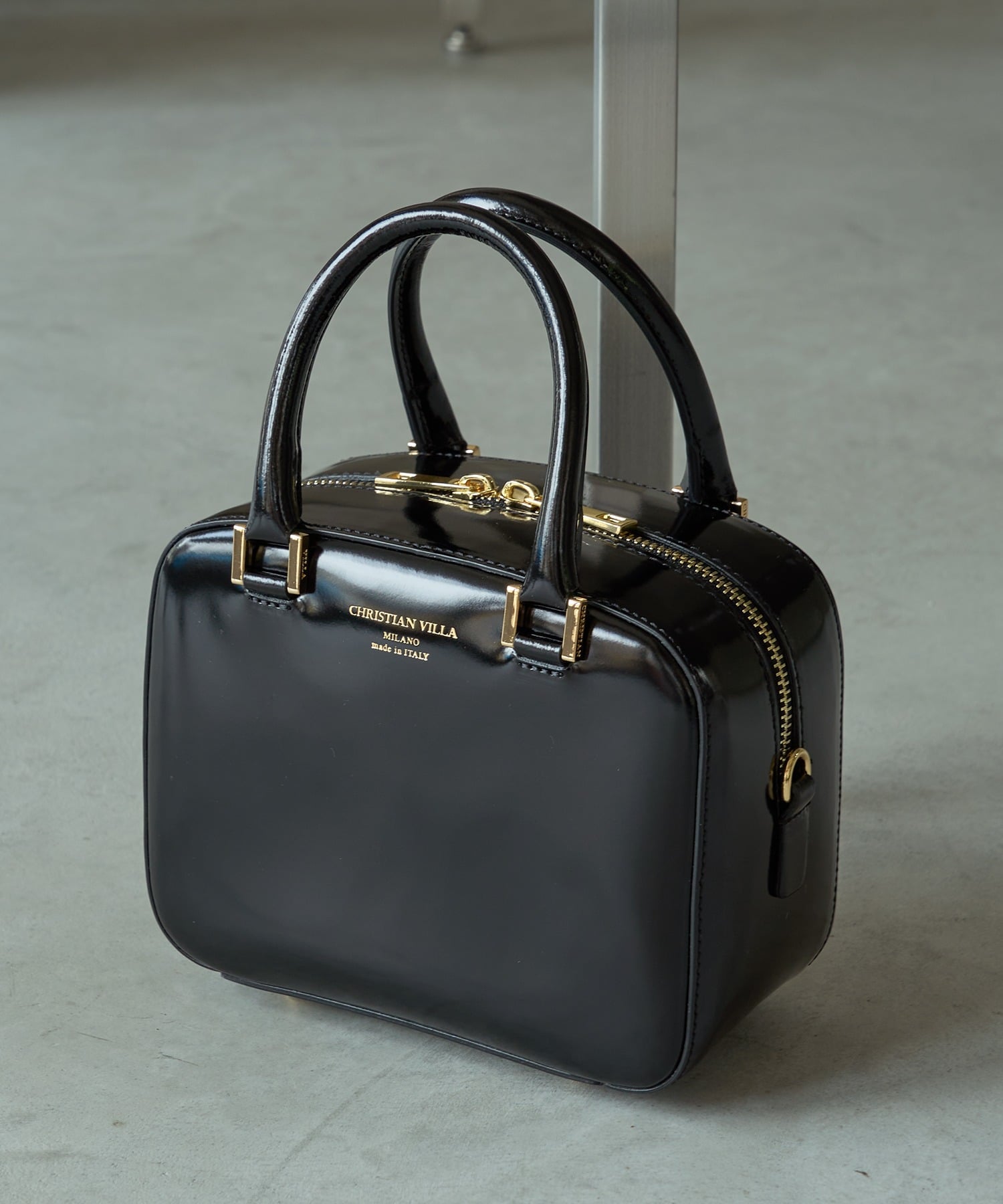 SETUP7｜CHRISTIAN VILLA/ガラスレザースクエア2WAYミニボストンバッグ