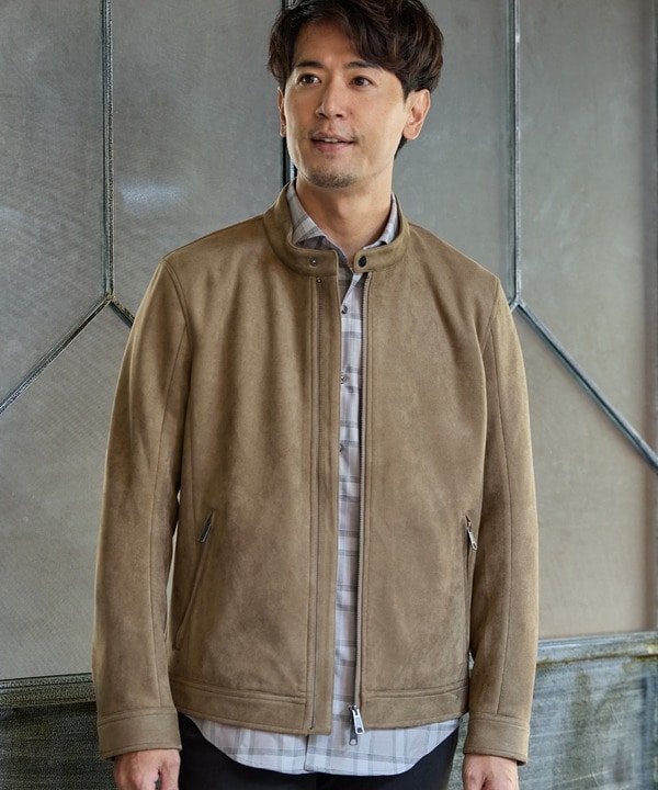 MEN'S BIGI｜ストレッチフェイクスエードシングルライダース | Rakuten