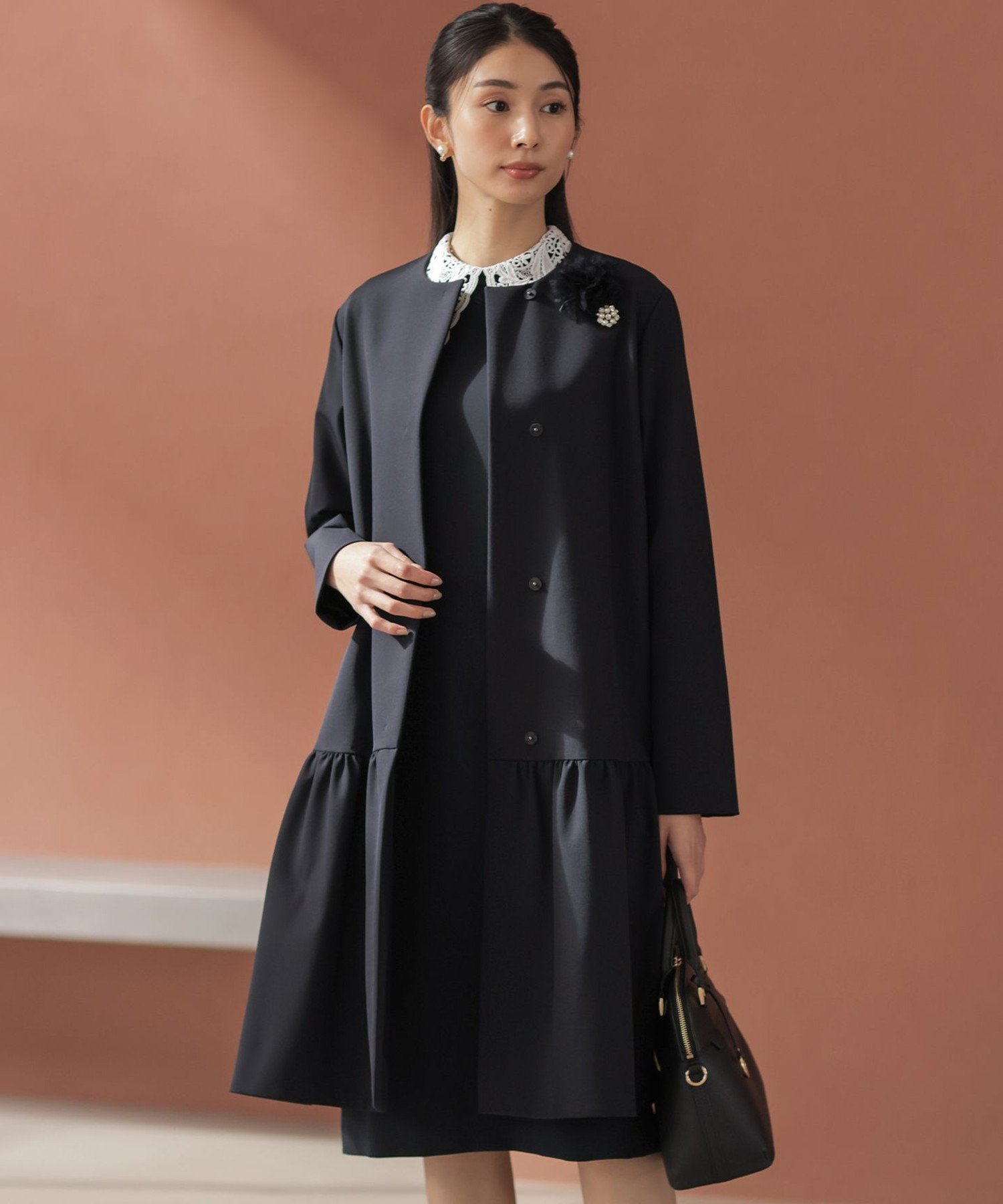 組曲｜【KUMIKYOKU NAVY】ダブルクロスストレッチ ノーカラーコート