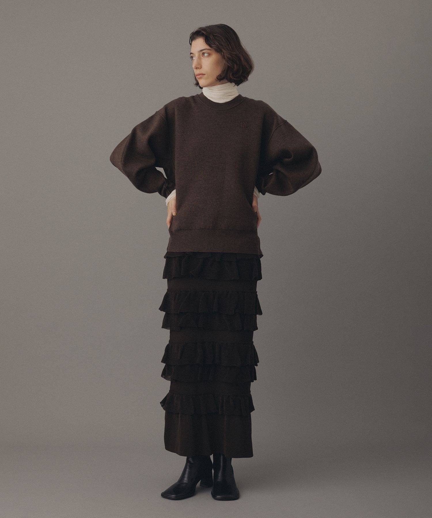 ADAM ET ROPE'｜【サステナブル】フリルニットスカート | Rakuten