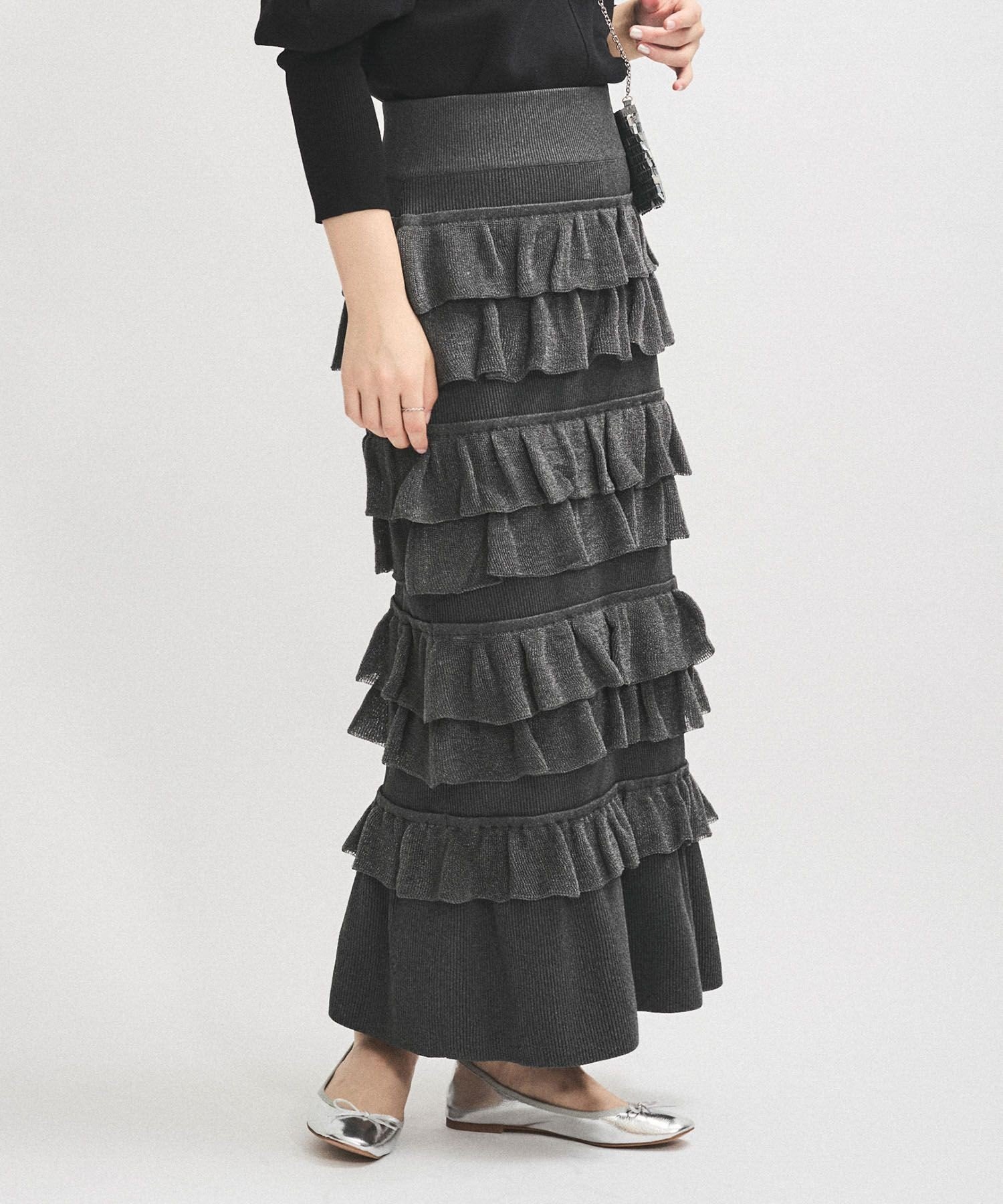 ADAM ET ROPE'｜【サステナブル】フリルニットスカート | Rakuten
