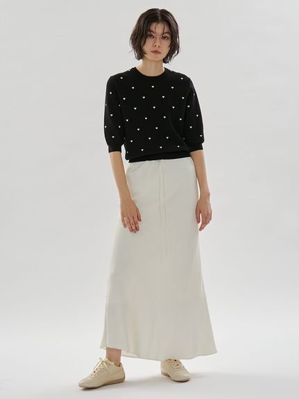 emmi｜【HEART】 eco ハーフスリーブハートジャガードニット