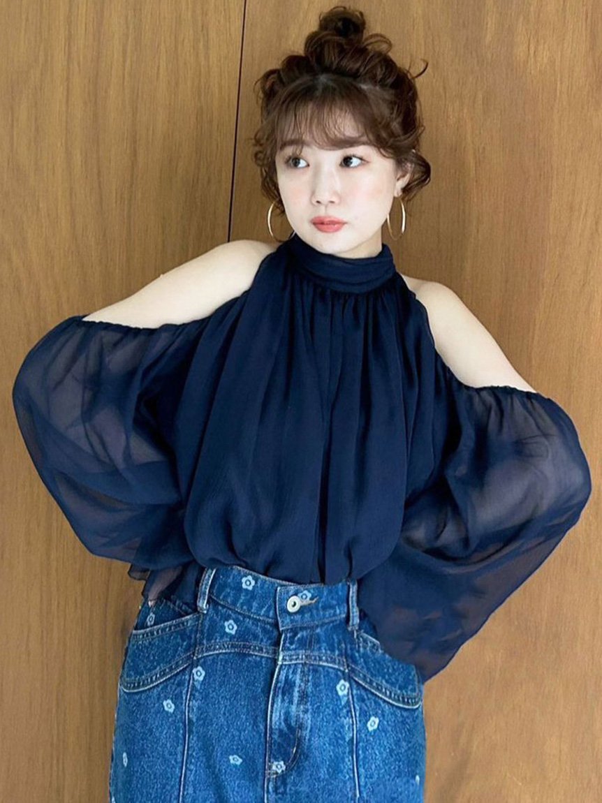 LILY BROWN｜【WEB限定カラー】ドレープボウタイシフォンブラウス