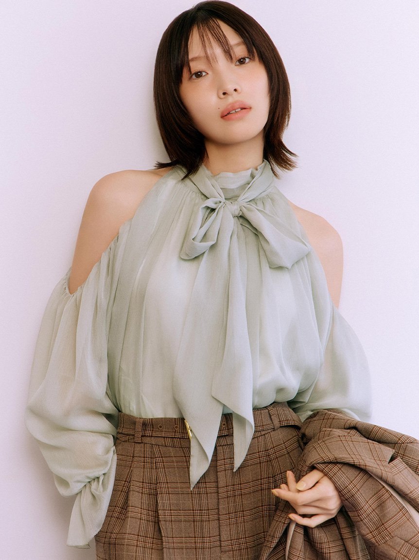 LILY BROWN｜【WEB限定カラー】ドレープボウタイシフォンブラウス