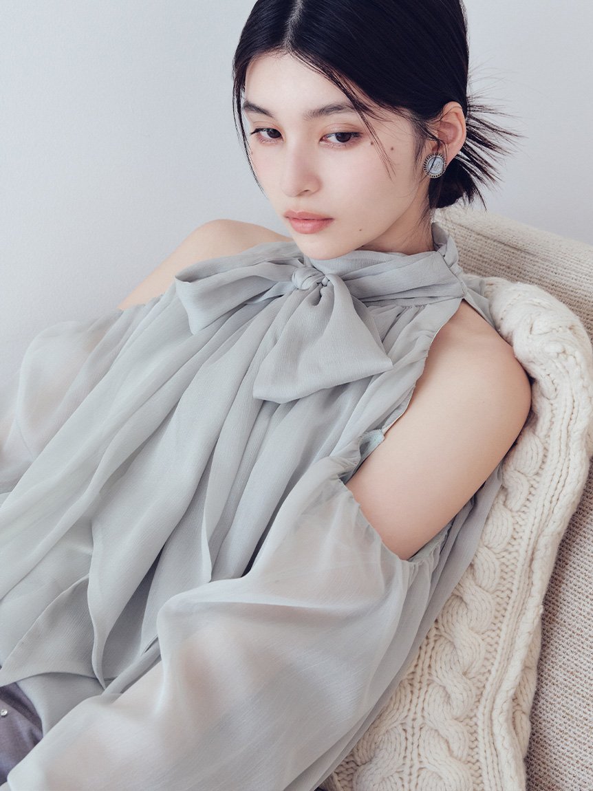 LILY BROWN｜【WEB限定カラー】ドレープボウタイシフォンブラウス