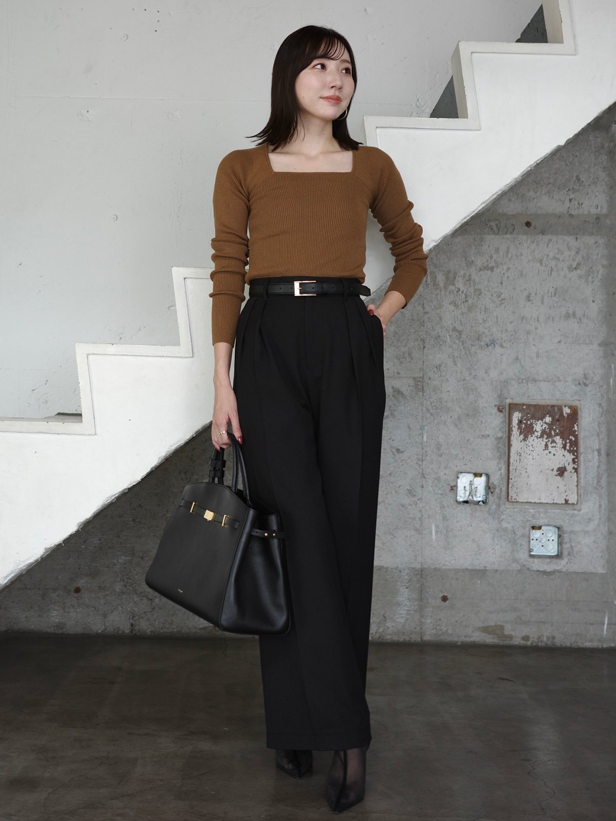 anuans｜シルクカシミアブレンドデコルテリブニット | Rakuten Fashion