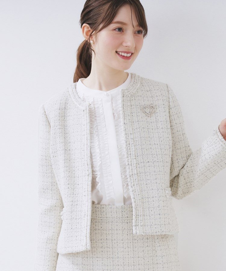 index｜≪通勤・セレモニー/セットアップ対応≫ノーカラーツイード