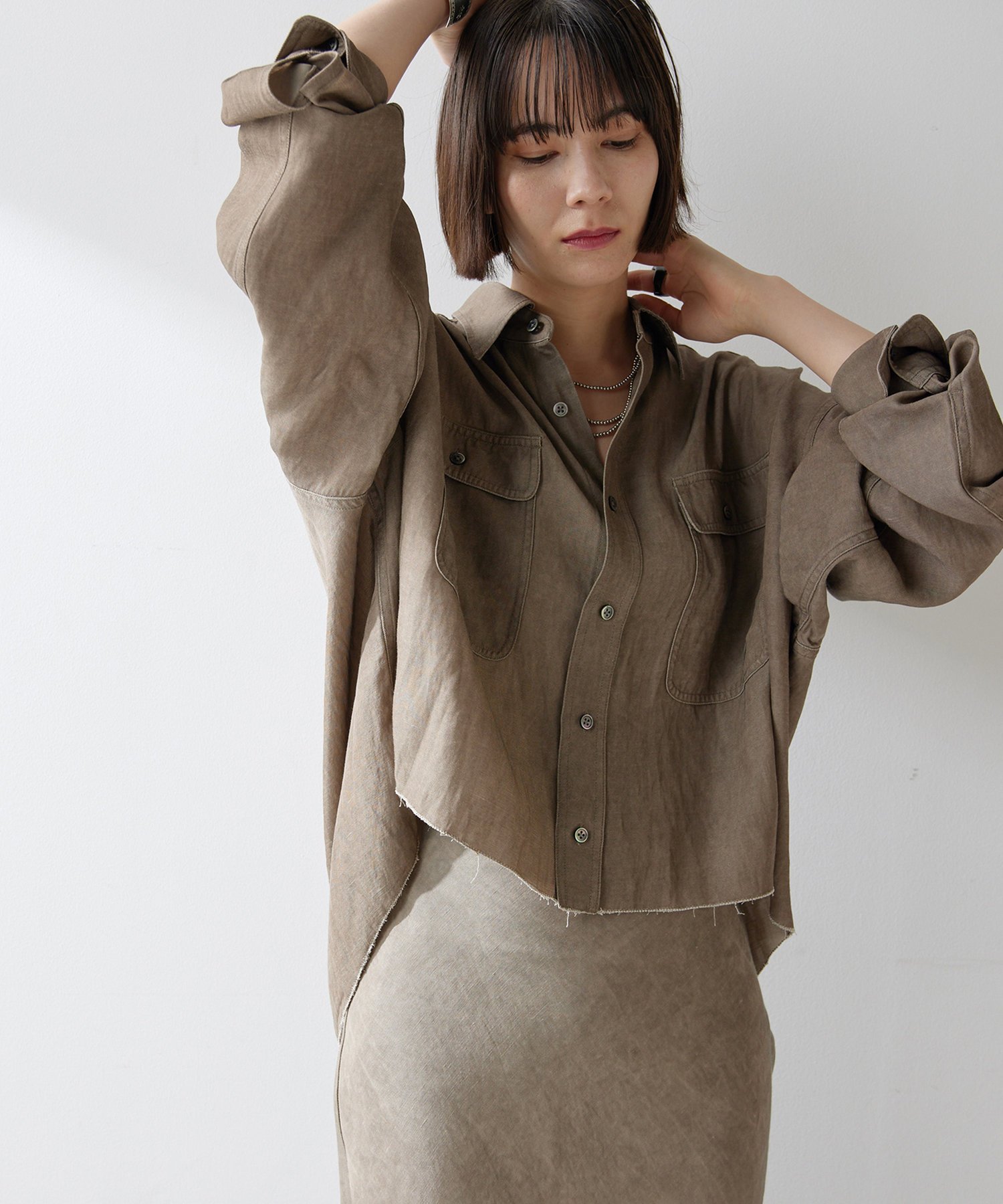 Whim Gazette｜ツイル顔料染めスクエアシャツ | Rakuten Fashion(楽天