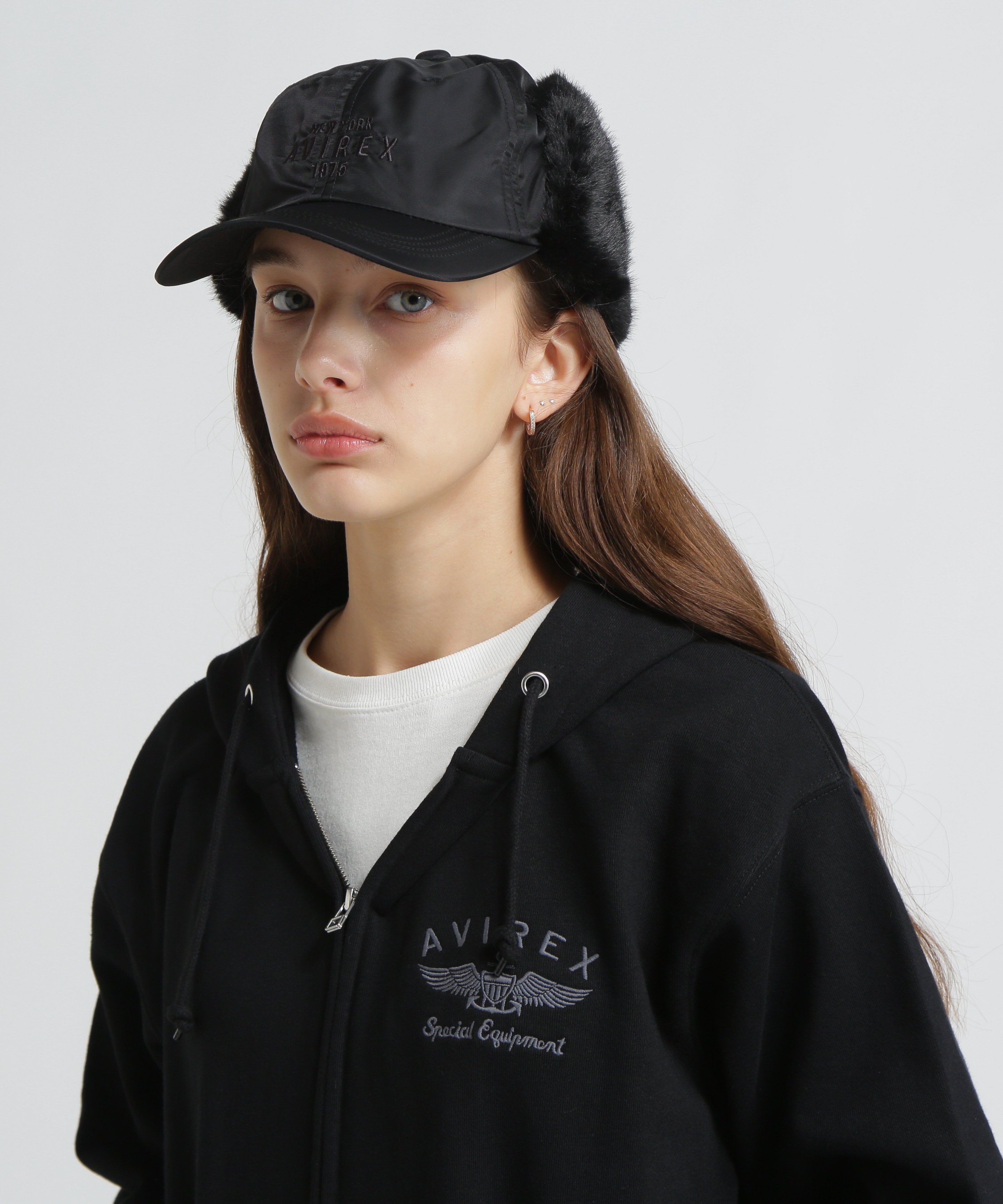 AVIREX｜《直営店限定》NYLON×FUR FLIGHT CAP/ナイロン×ファー