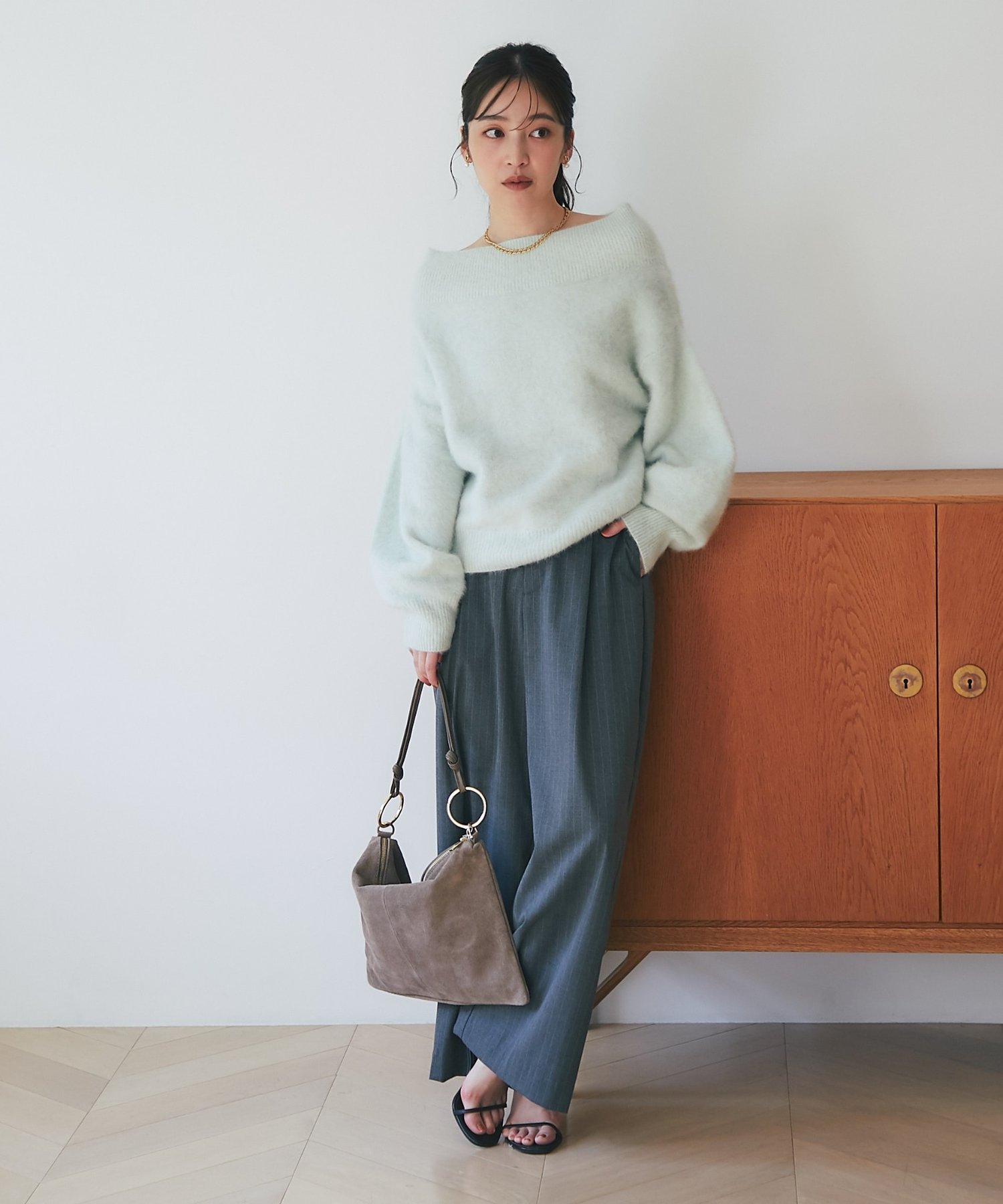 La boutique BonBon｜【今すぐお届け!】ヘアリーウールカシミア混リブ