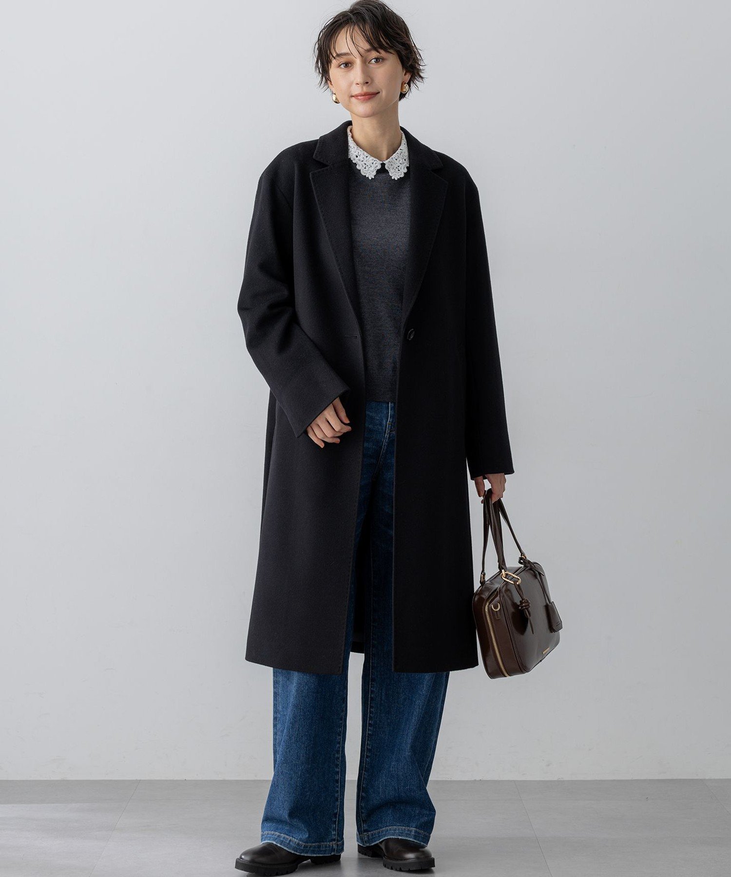 23区｜【洗える】エンブロイダリー フラワーレースコンビ ニット