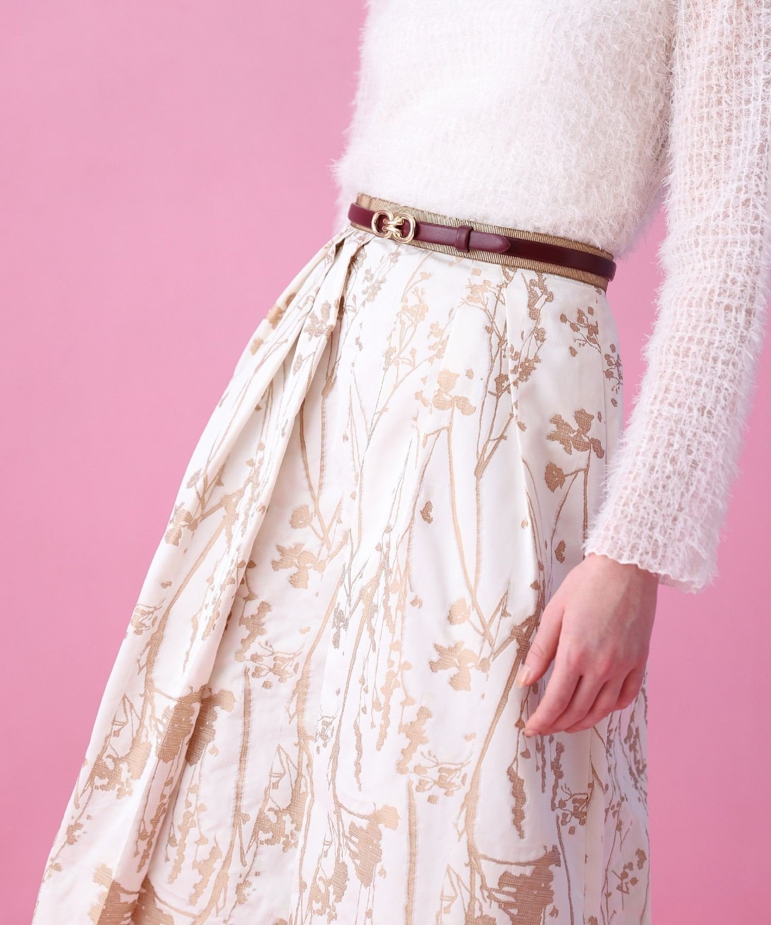 ANAYI｜シルエットフラワージャガードタックスカート | Rakuten