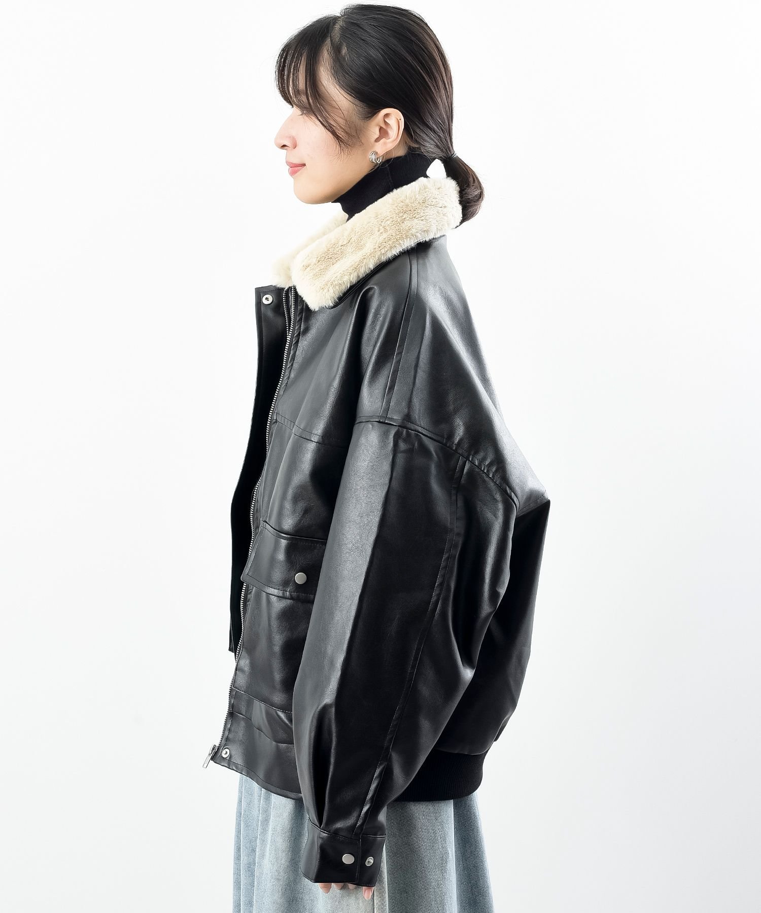 rps｜ティペット付き合皮ブルゾン | Rakuten Fashion(楽天ファッション