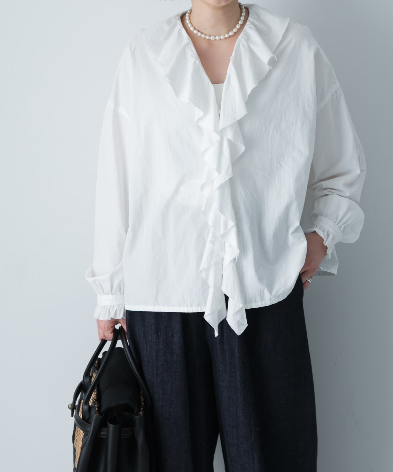 かぐれ｜コットンフリルカラーシャツ | Rakuten Fashion(楽天