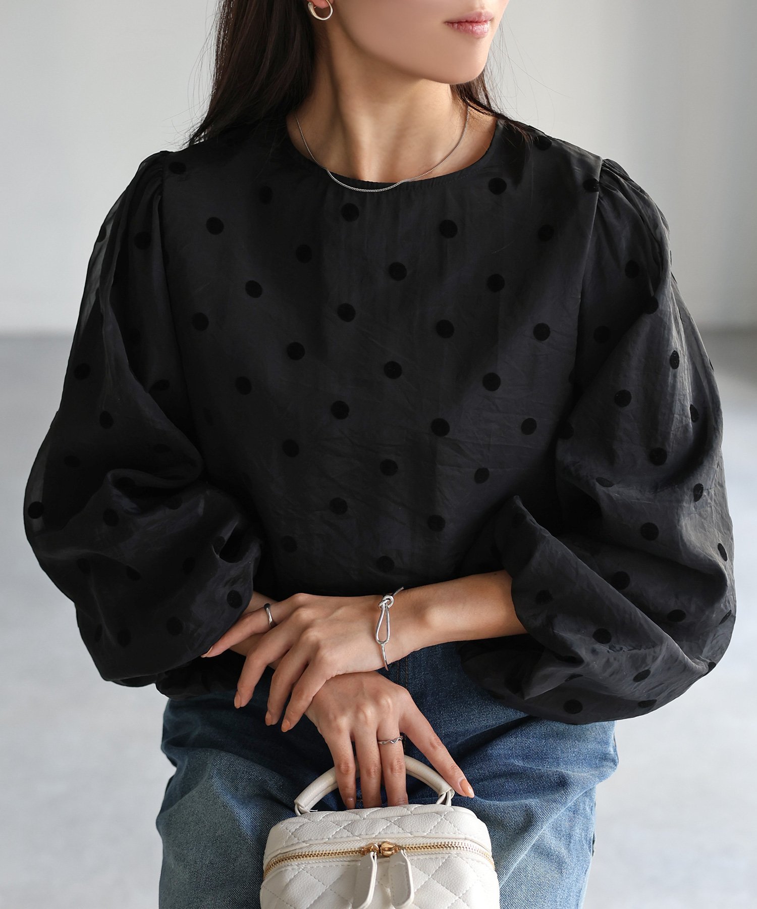 Riberry｜ワッシャーシアーフロッキードットブラウス | Rakuten