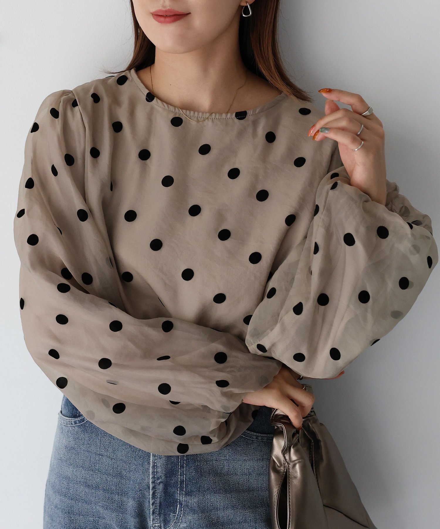 Riberry｜ワッシャーシアーフロッキードットブラウス | Rakuten