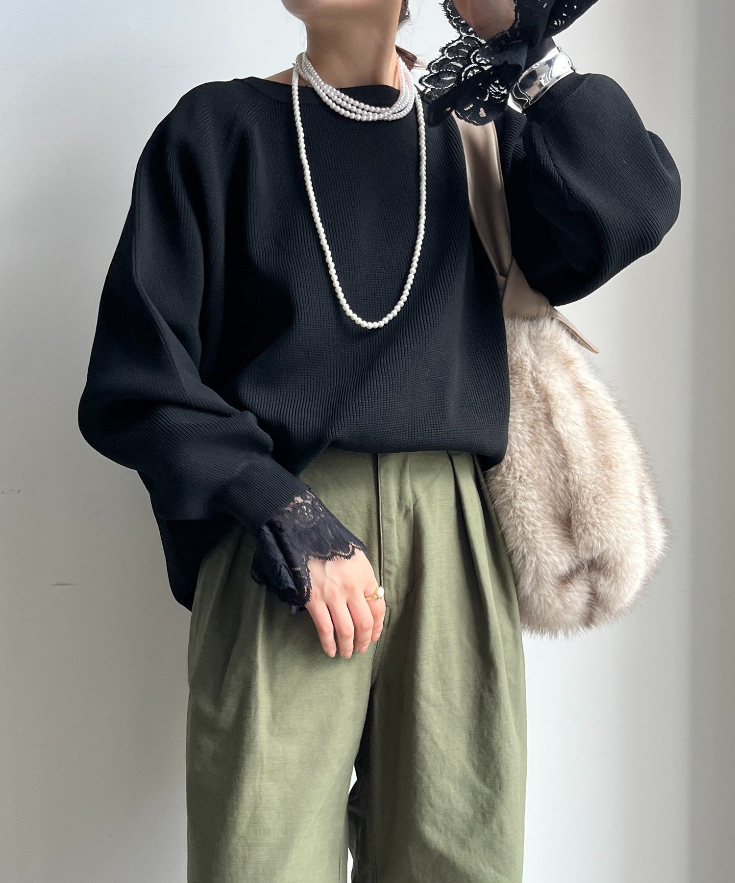 DOUDOU｜ストレッチヤーン片畦ポンチョニット | Rakuten Fashion(楽天