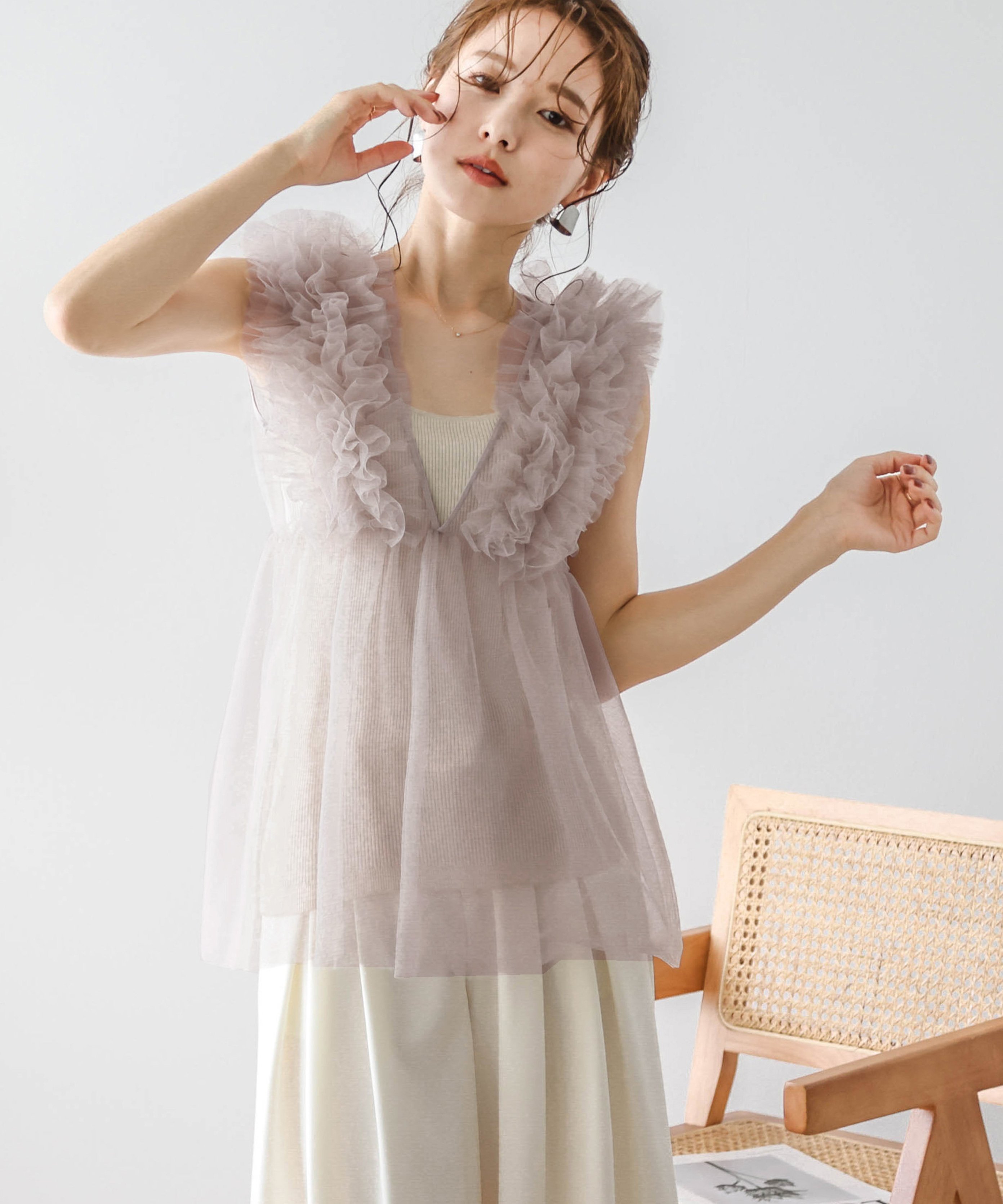 Lajour｜チュールフリルペプラムトップス | Rakuten Fashion(楽天