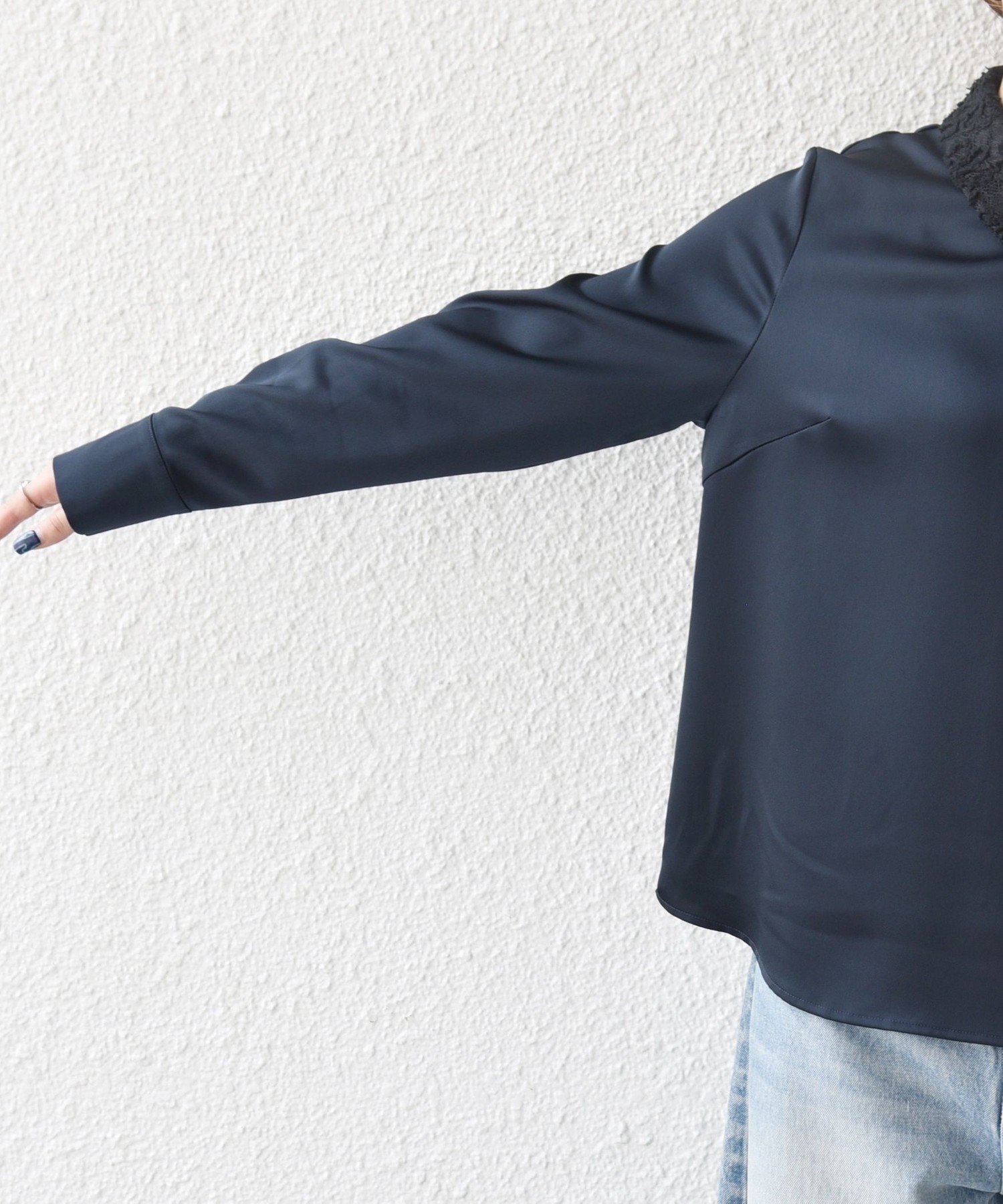 SHIPS｜SHIPS any:<洗濯機可能>サテン レースカラー ブラウス