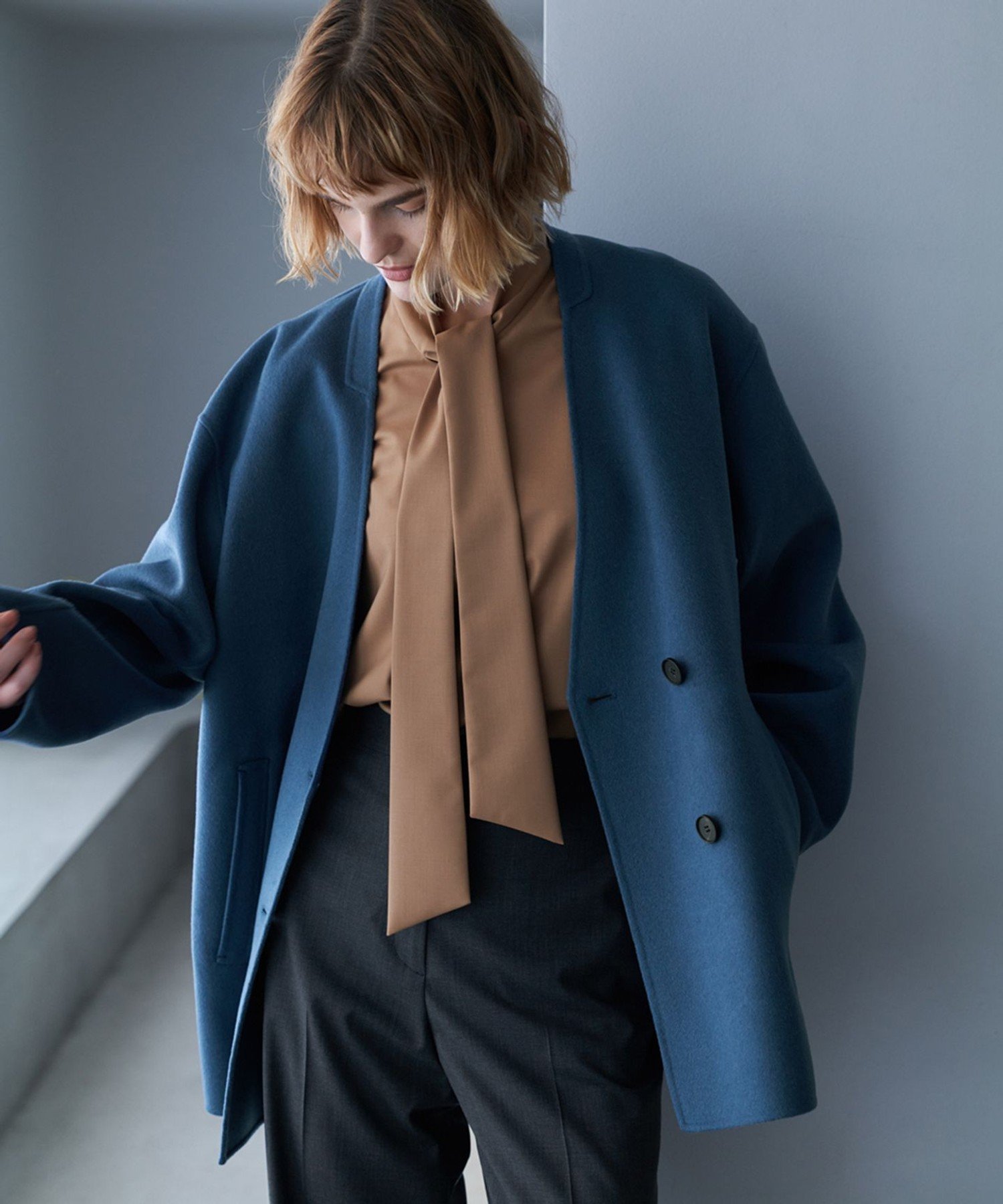 ICB｜WoolRever ノーカラーショートコート | Rakuten Fashion(楽天