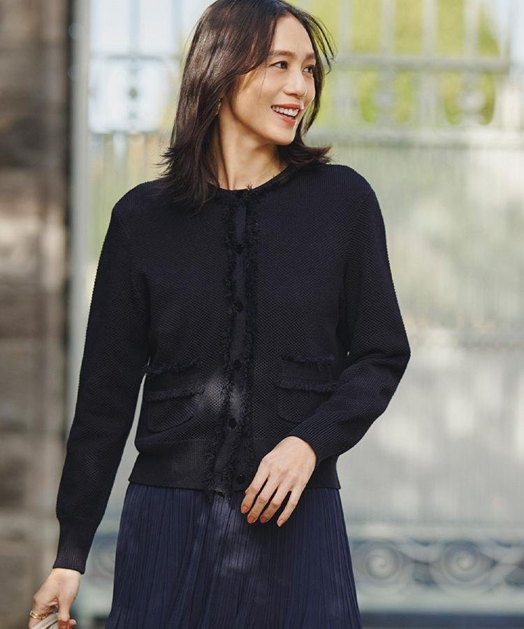 UNTITLED｜【洗える/ジャケット風】ツイードニットカーディガン