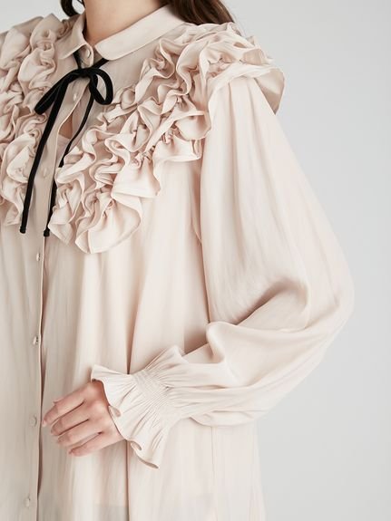 CELFORD｜【ウォッシャブル】フリルヨークシャツカラーブラウス