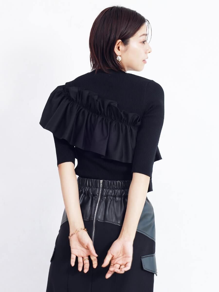 Vin｜フリルビスチェリブニットトップス | Rakuten Fashion(楽天